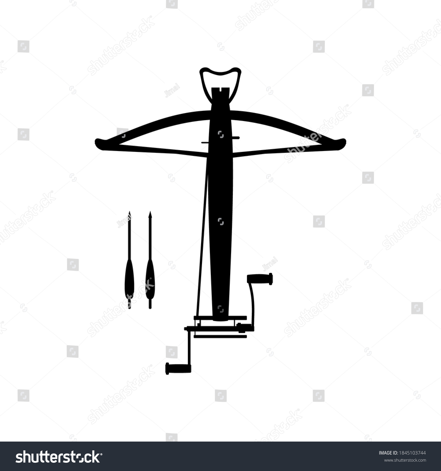 Crossbow Mechanical Tensioning Device Isolated Medieval Stock Vector