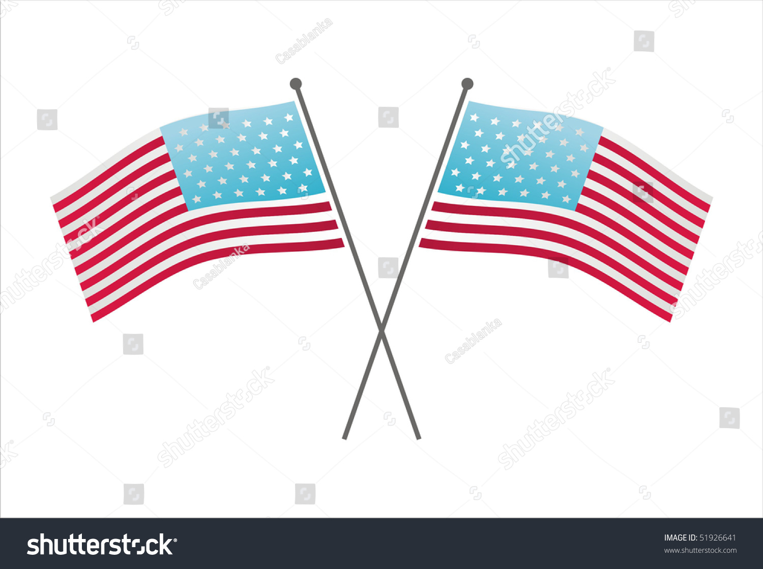 Crossed American Flags Stock Vector Illustration 51926641 : Shutterstock