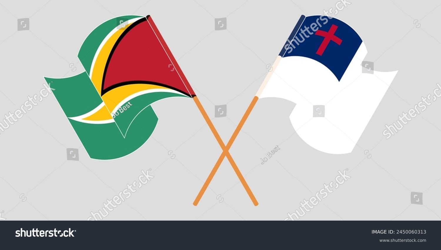 SVG of Crossed and waving flags of Guyana and christianity. Vector illustration
 svg