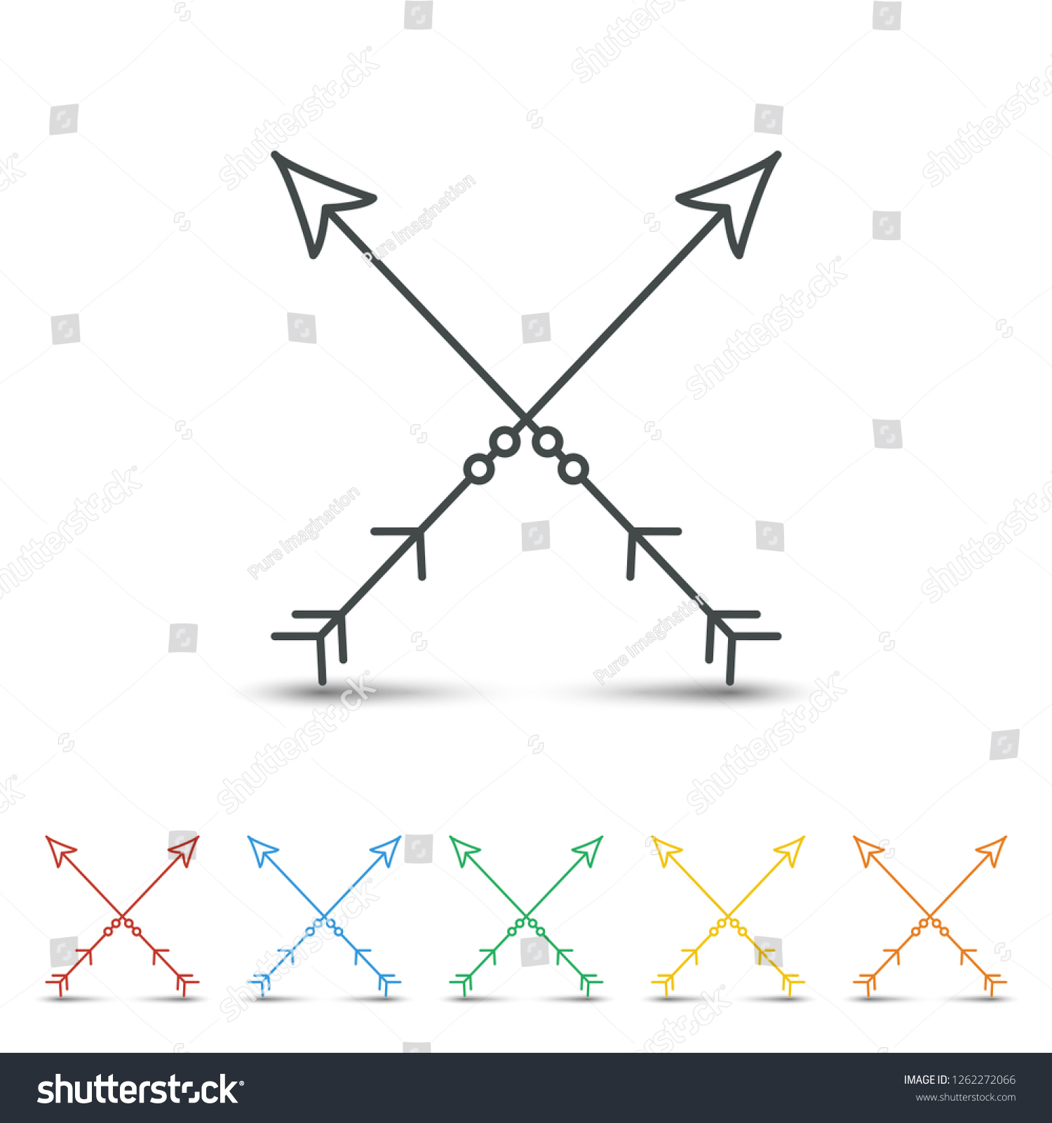 Crossed Arrow Icon Set Flat Design Stock Vector (Royalty Free) 1262272066