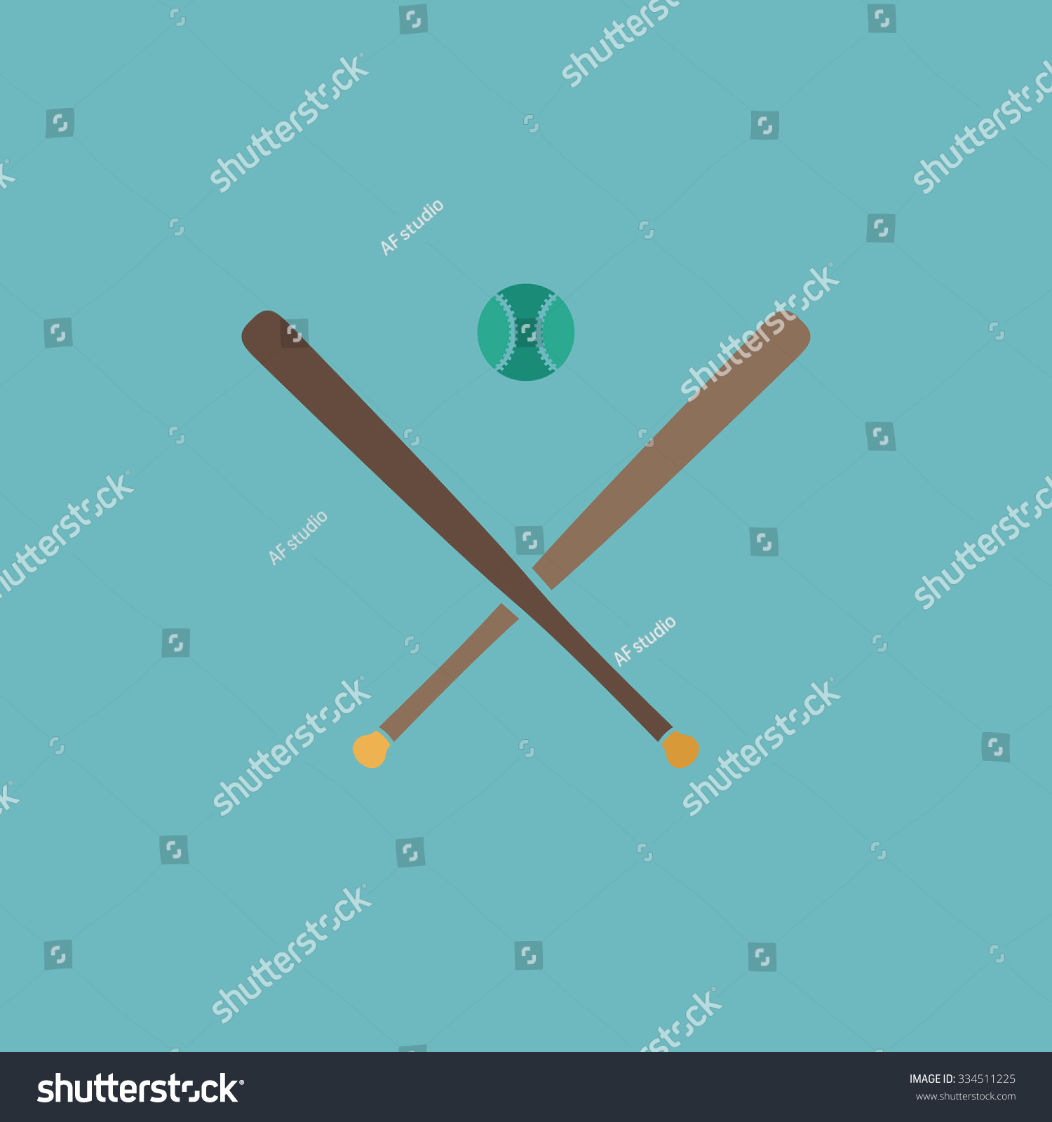 Crossed Baseball Bats Ball Colorful Vector Vector De Stock Libre De Regalías 334511225 