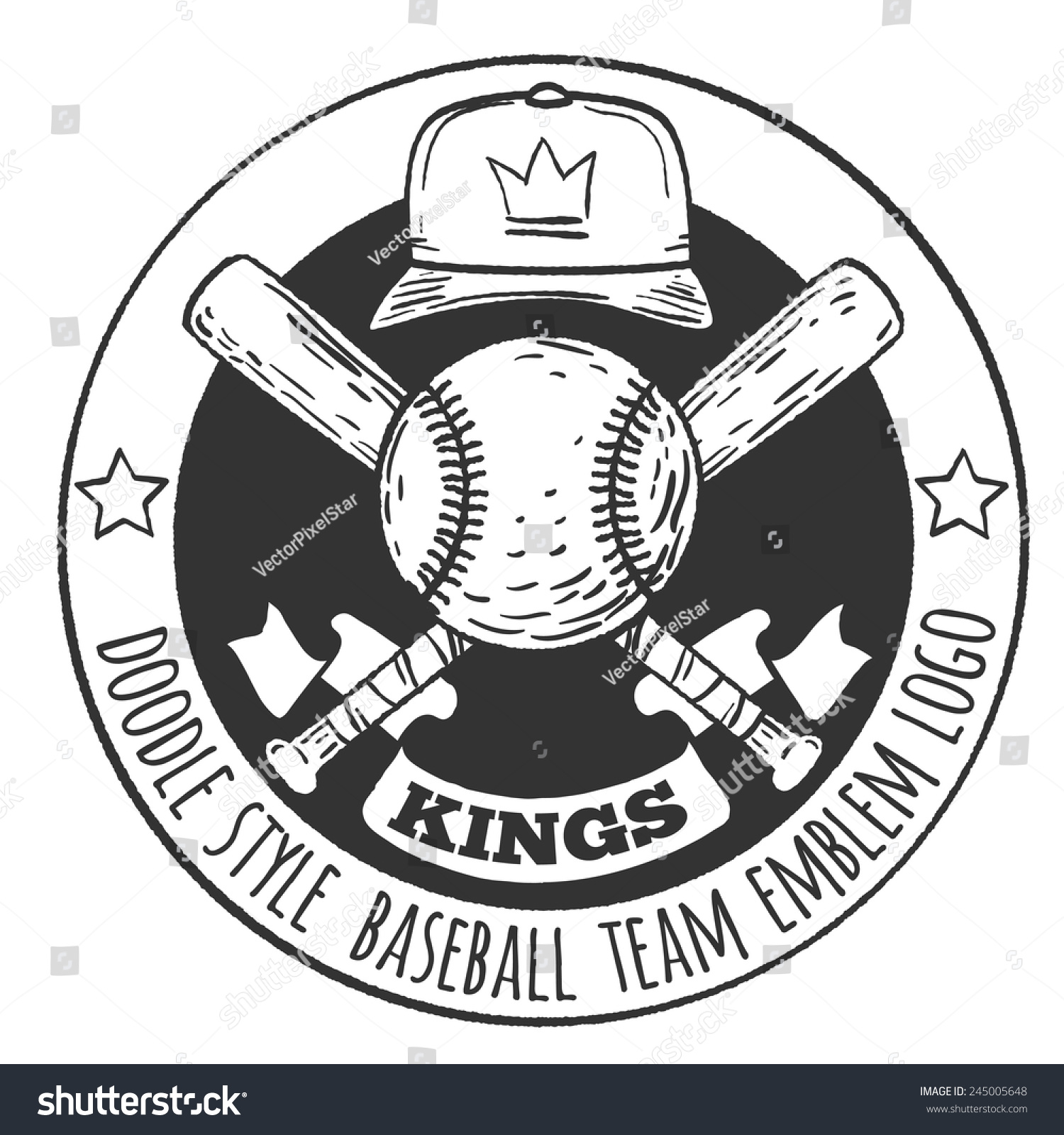 Crossed Baseball Bats Team Emblem Logo Stock Vector Royalty Free 245005648