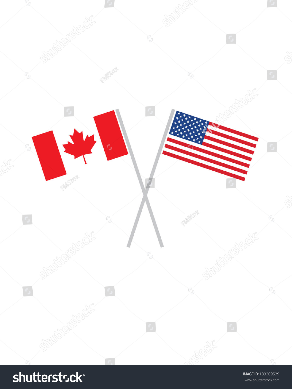 Crossed Canadian And American Flags - Vector - 183309539 : Shutterstock