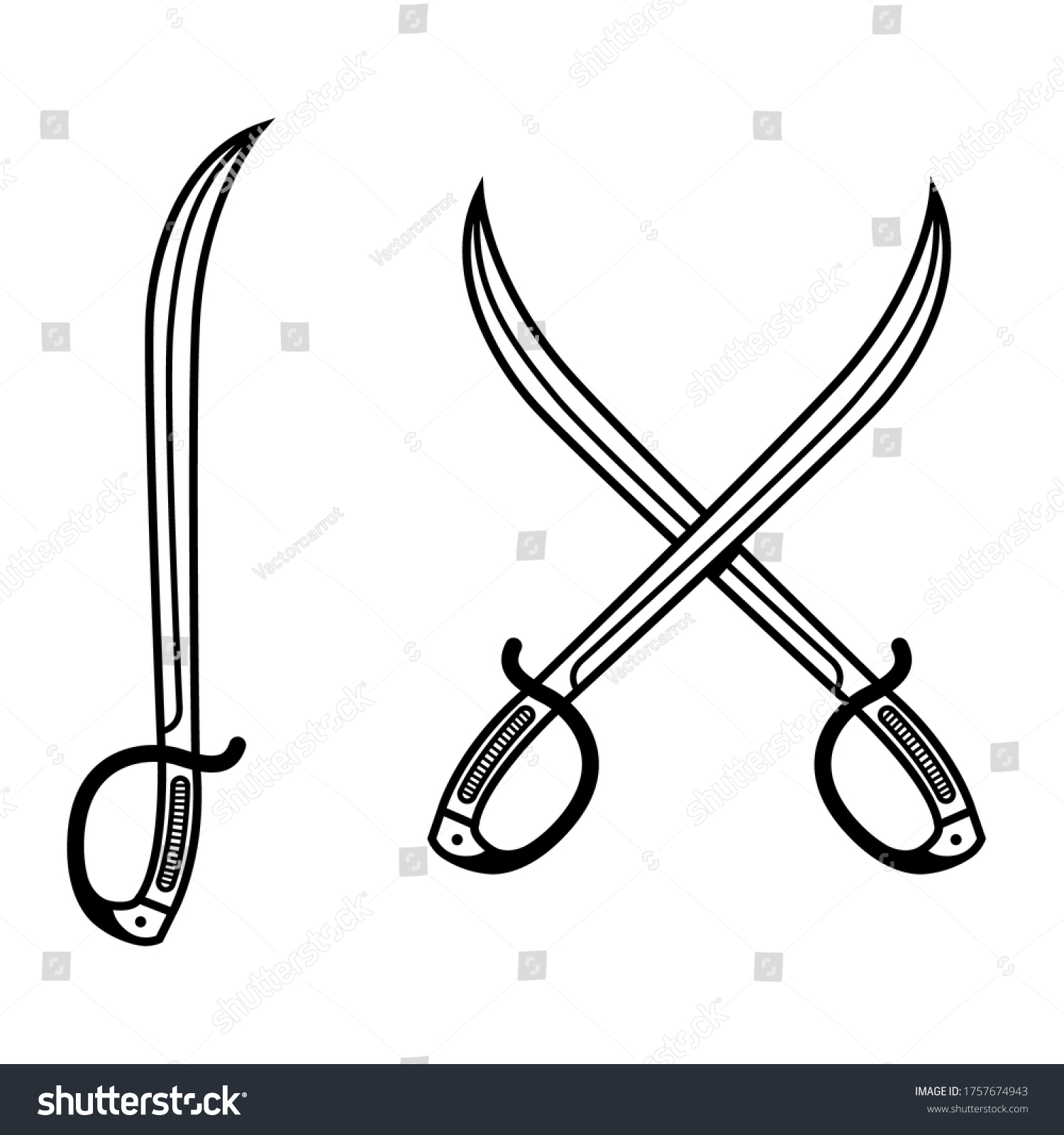 Crossed Fencing Swords Isolated On White Stock Vector (Royalty Free ...