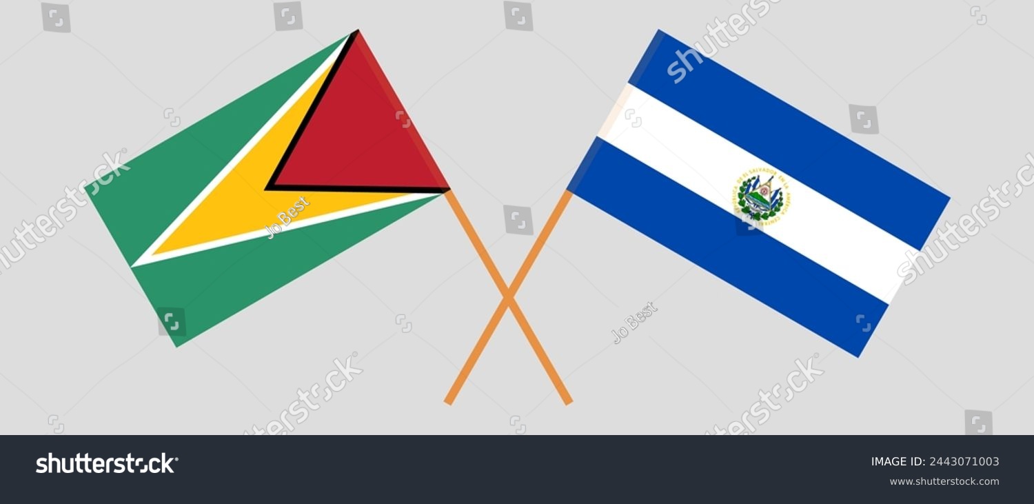 SVG of Crossed flags of Guyana and El Salvador. Official colors. Correct proportion. Vector illustration
 svg