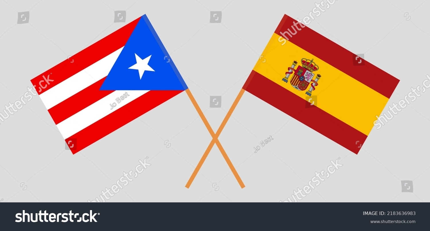 Crossed Flags Puerto Rico Spain Official Stock Vector (Royalty Free ...