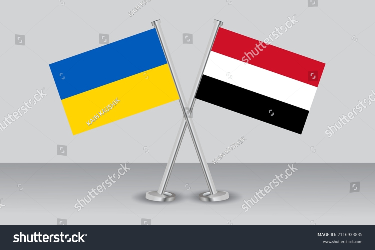 Crossed Flags Ukraine Yemen Official Colors Stock Vector Royalty Free 2116933835 Shutterstock 