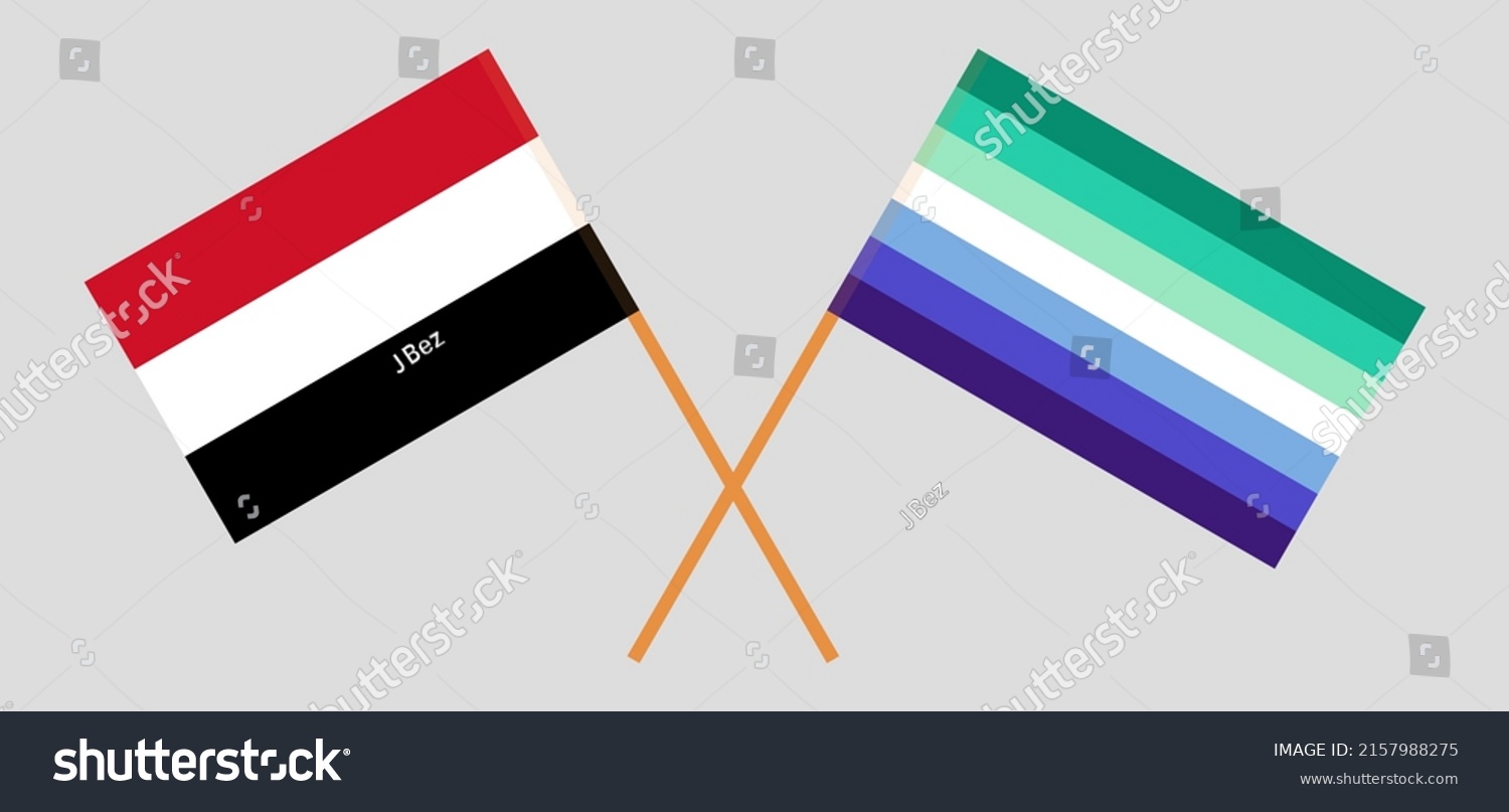 Crossed Flags Yemen Gay Men Pride Stock Vector Royalty Free 2157988275 Shutterstock 