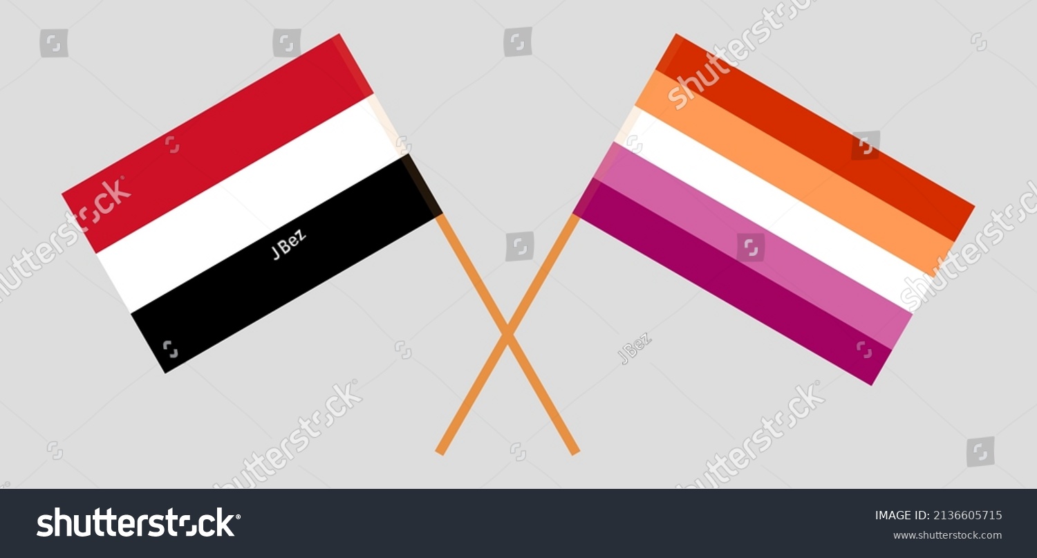 Crossed Flags Yemen Lesbian Pride Official Stock Vector Royalty Free 2136605715 Shutterstock 