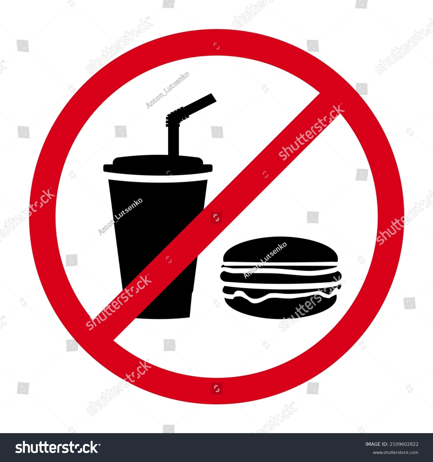 Crossed Out Food Drink Not Allowed Stock Vector (Royalty Free ...