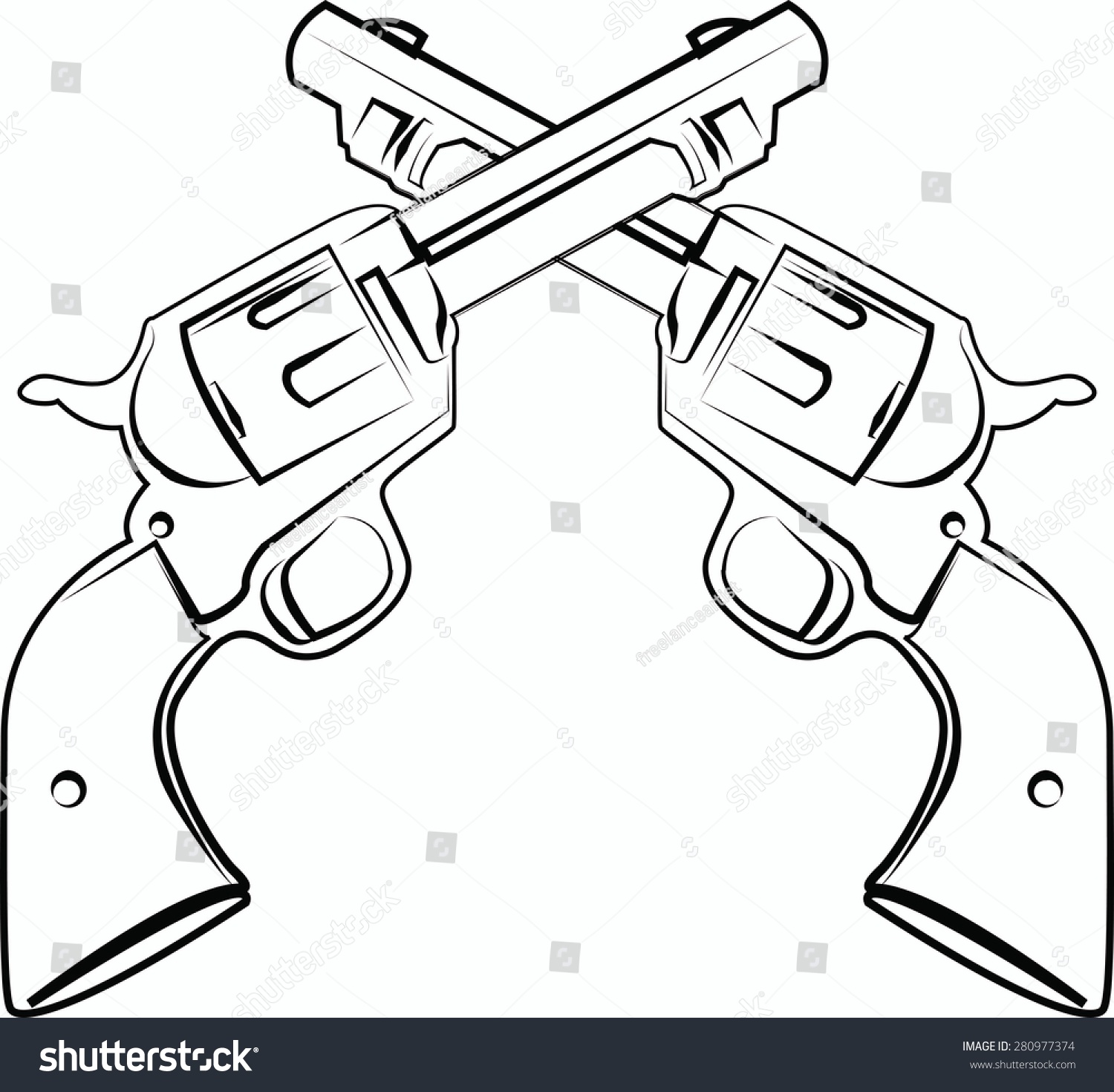 Crossed Pistols Stock Vector Illustration 280977374 : Shutterstock