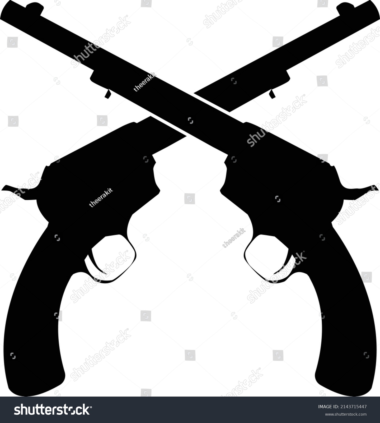 Crossed Revolvers Guns Icon On White Stock Vector (Royalty Free ...