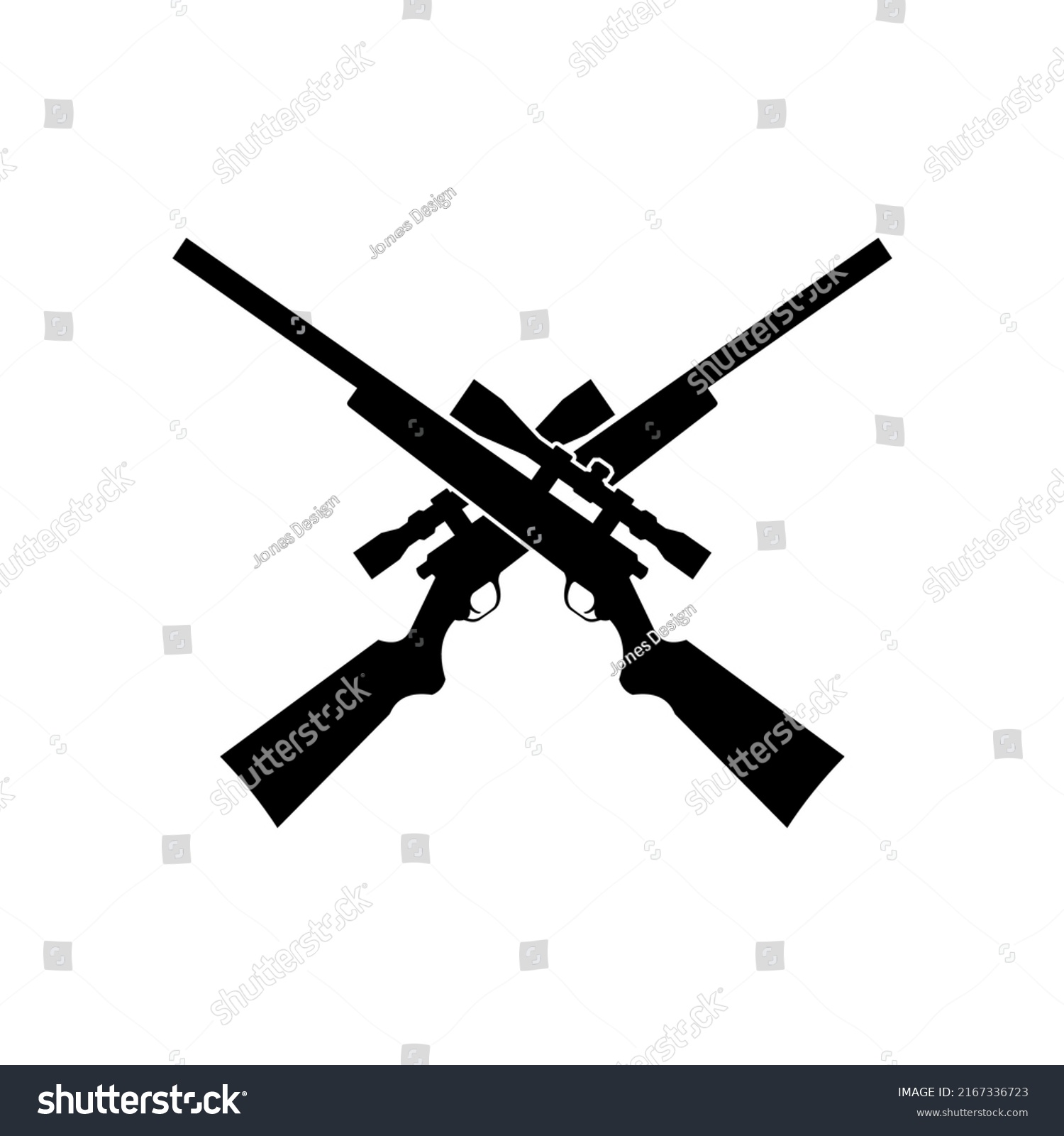 Crossed Rifles Silhouette Logo Template Stock Vector (Royalty Free ...