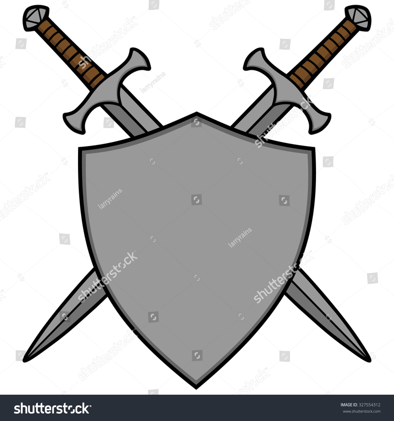 Crossed Swords And Shield Stock Vector Illustration 327554312 ...