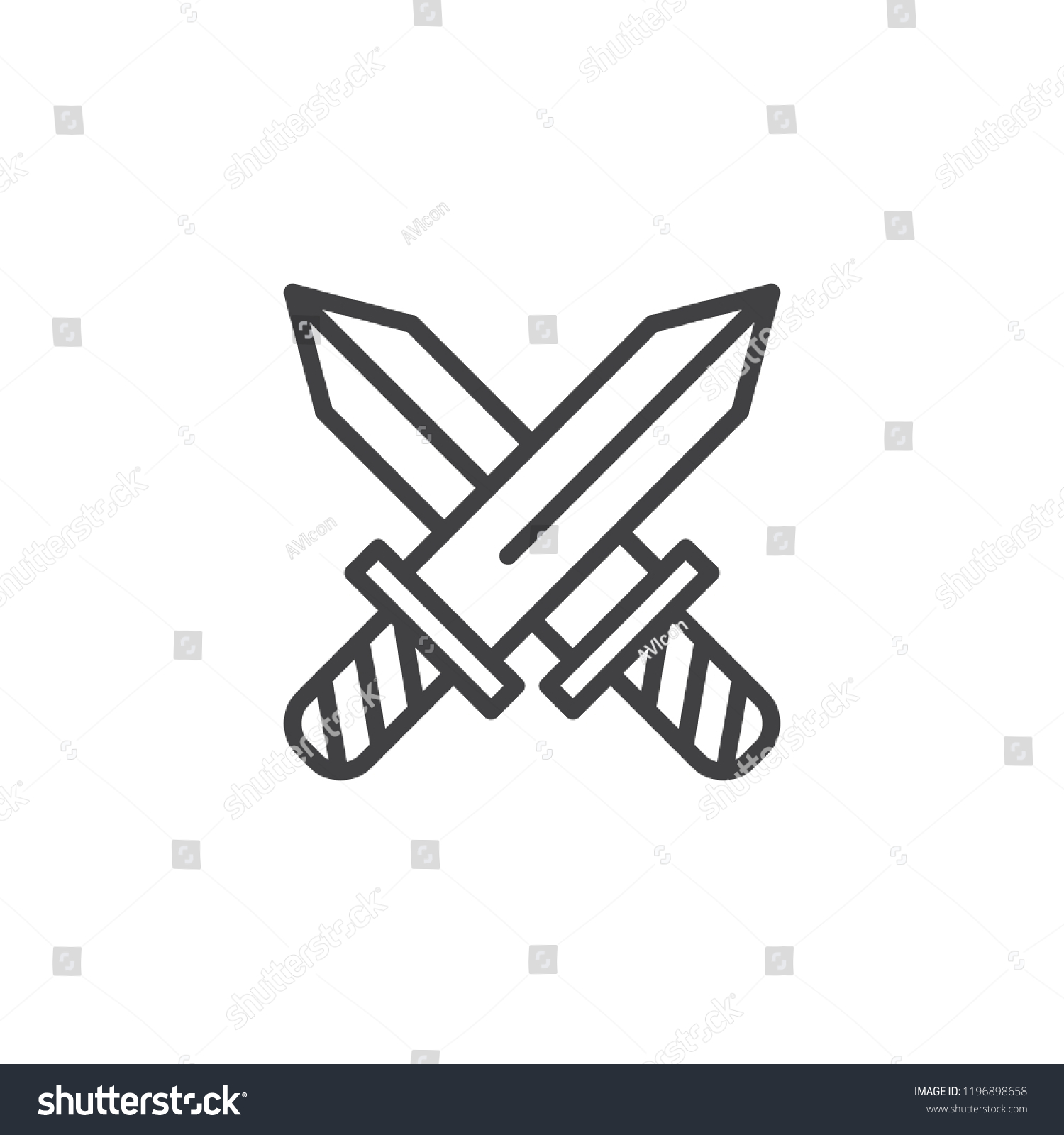 Crossed Swords Outline Icon Linear Style Stock Vector (Royalty Free ...