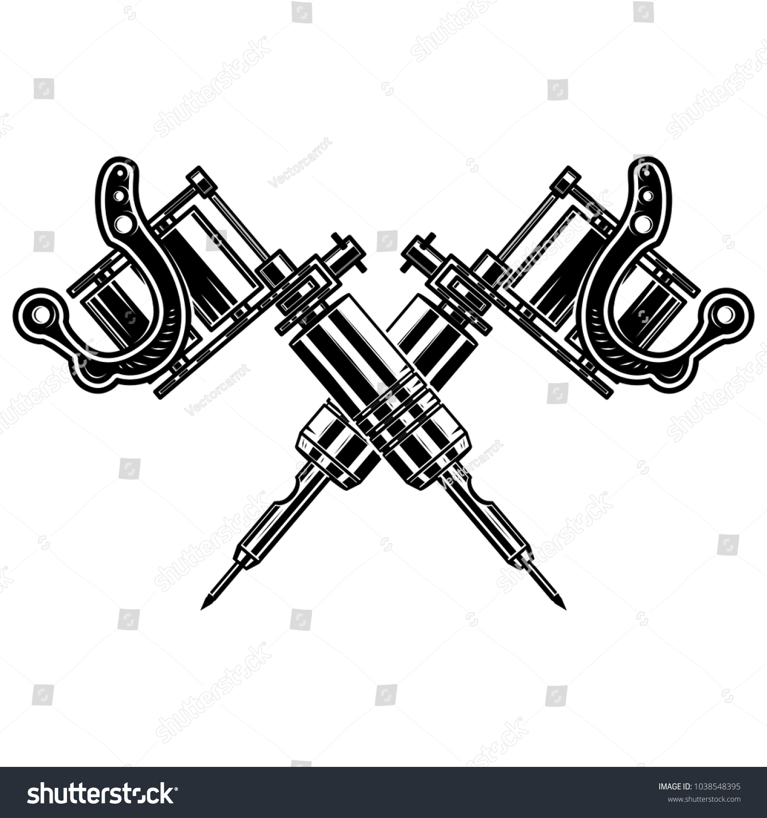 Crossed Tattoo Machines Isolated On White Stock Vector (Royalty Free ...