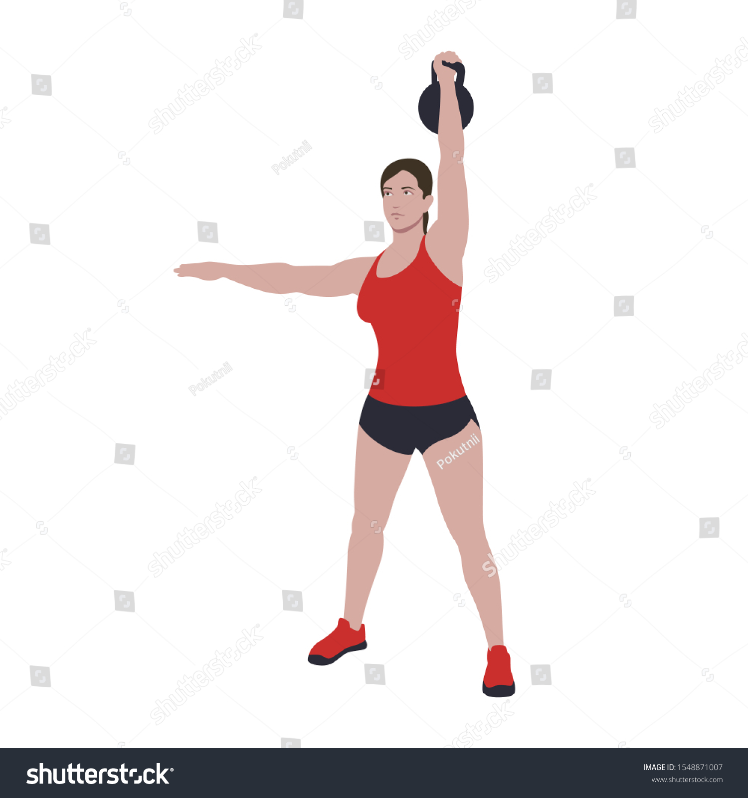 SVG of CrossFit workout training for open games championship. Sport girl training one arm kettlebell snatch exercise in the gym for healthy beautiful body shape motivation. svg