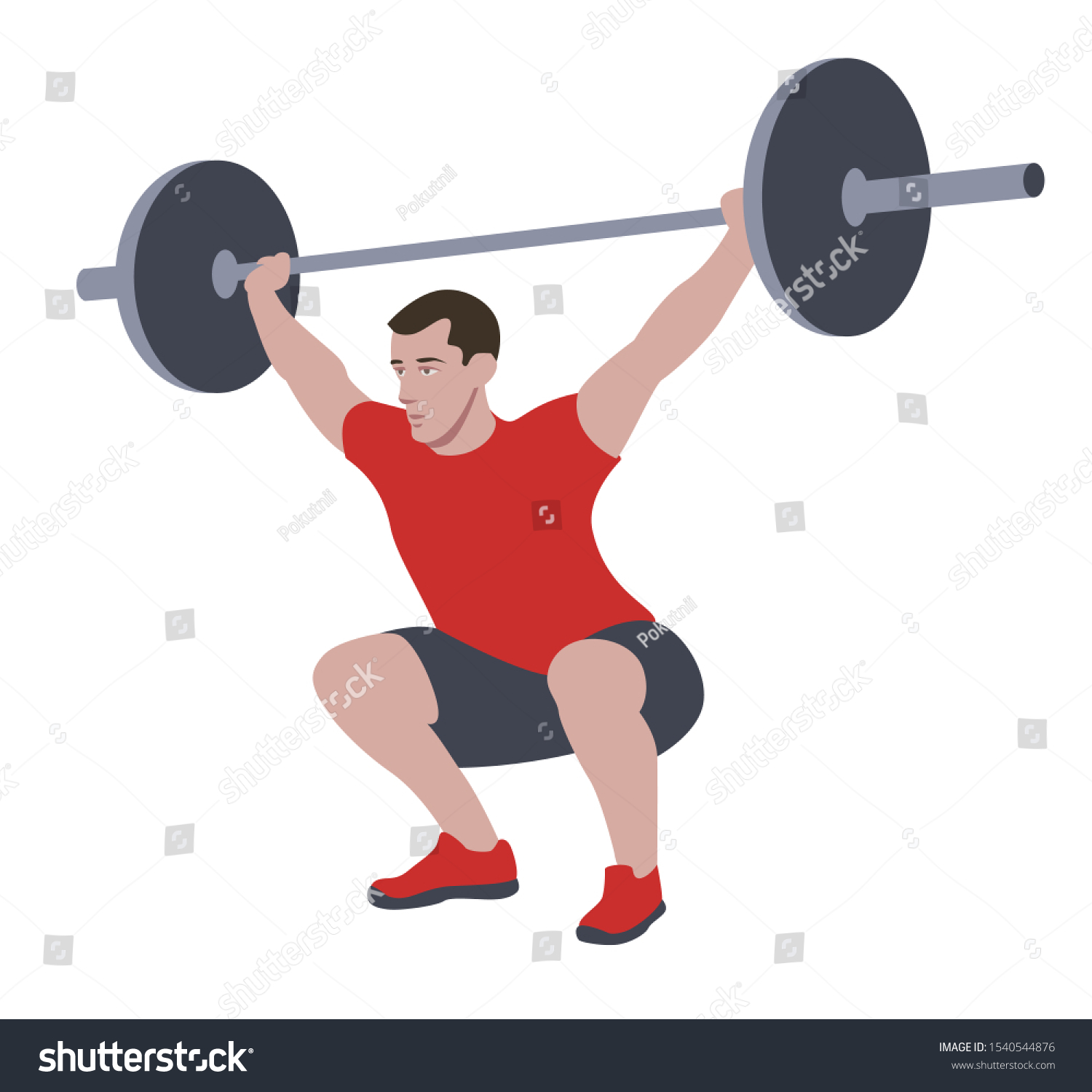 SVG of CrossFit workout training for open games championship. Sport man training Olympic heavy weight barbell squat snatch exercise in the gym for healthy beautiful body shape motivation. svg