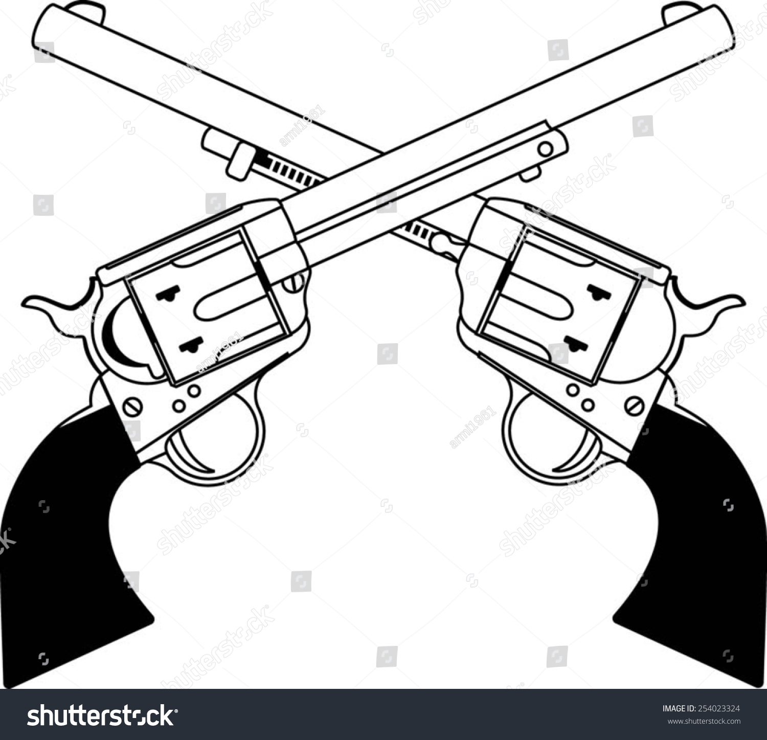 Crossing Wild West Revolvers Stock Vector Illustration 254023324 ...