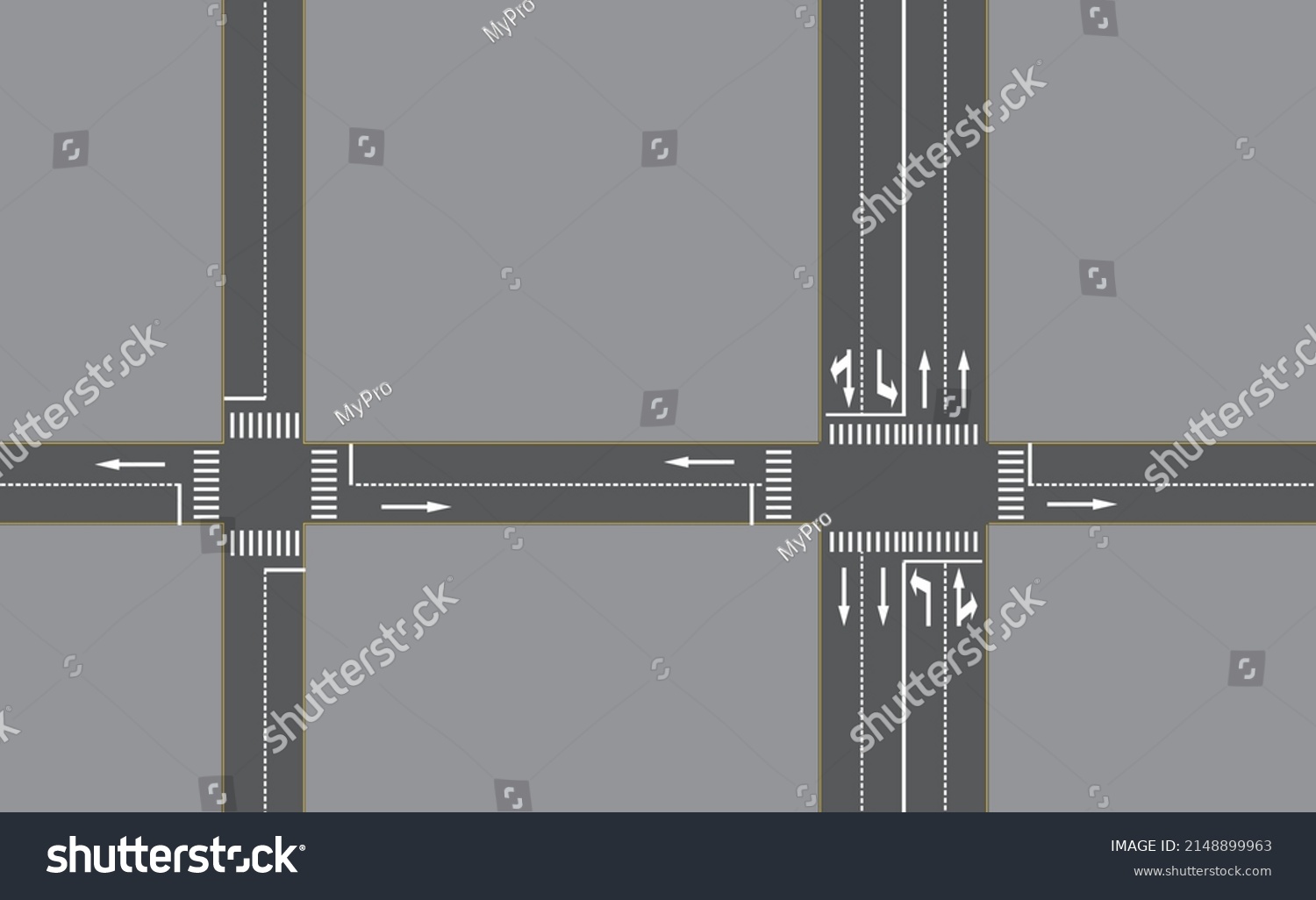 Crossroad Top View Vector Illustration Stock Vector (Royalty Free ...