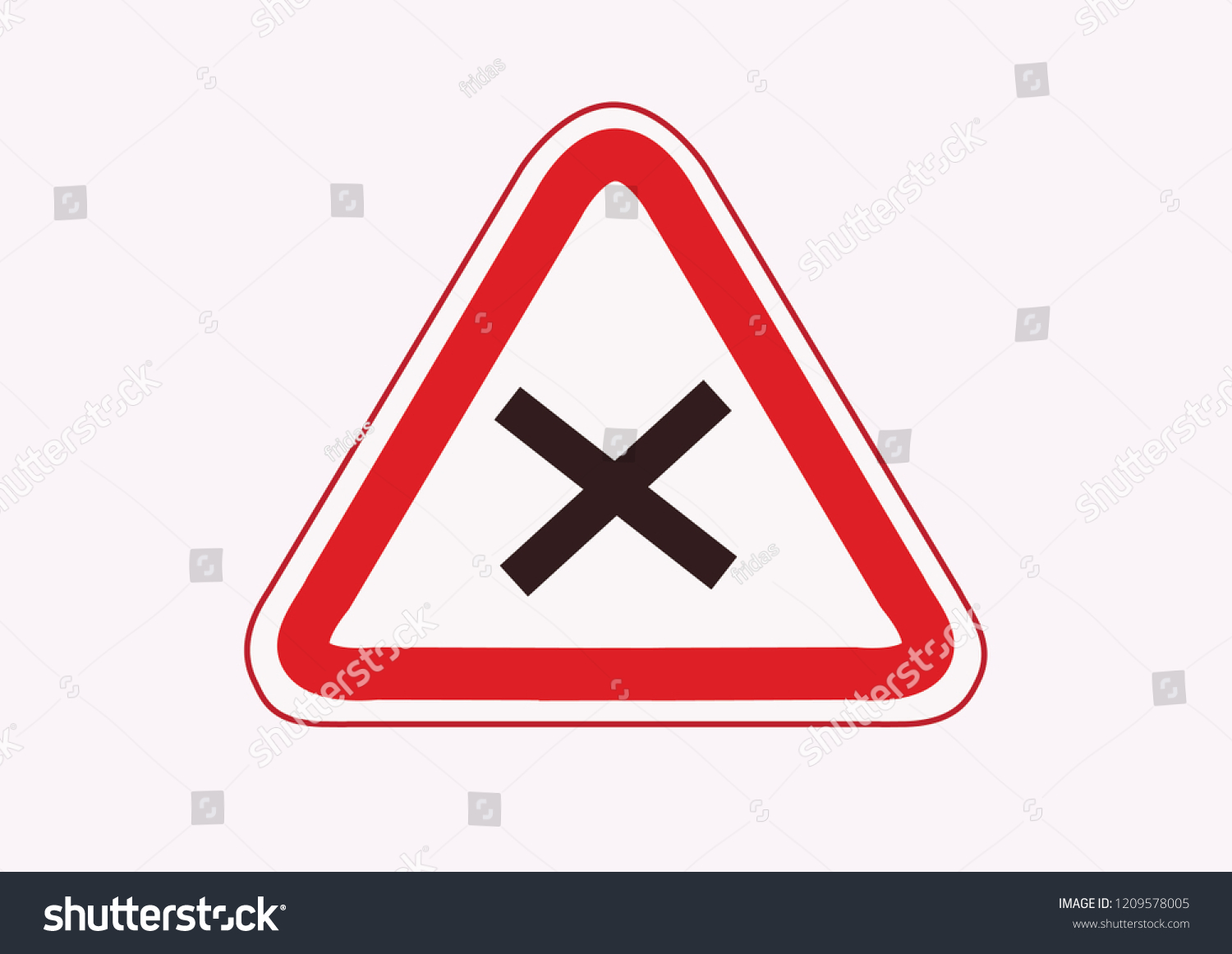 Crossroads Warning Traffic Signs Warning Intersection Vector De Stock Libre De Regalías 