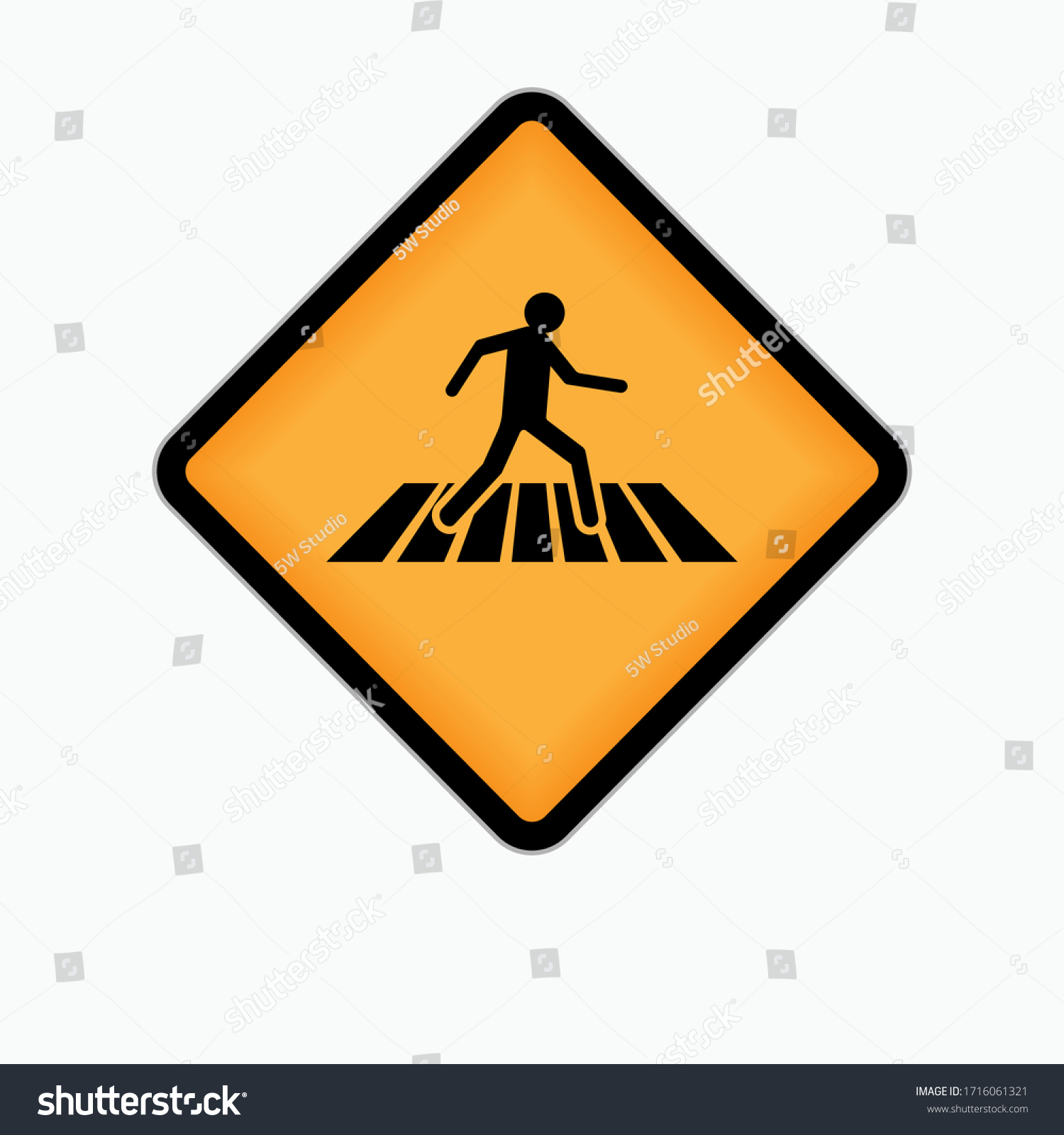 Crosswalk Area Sign Icon People Walking Stock Vector (Royalty Free ...