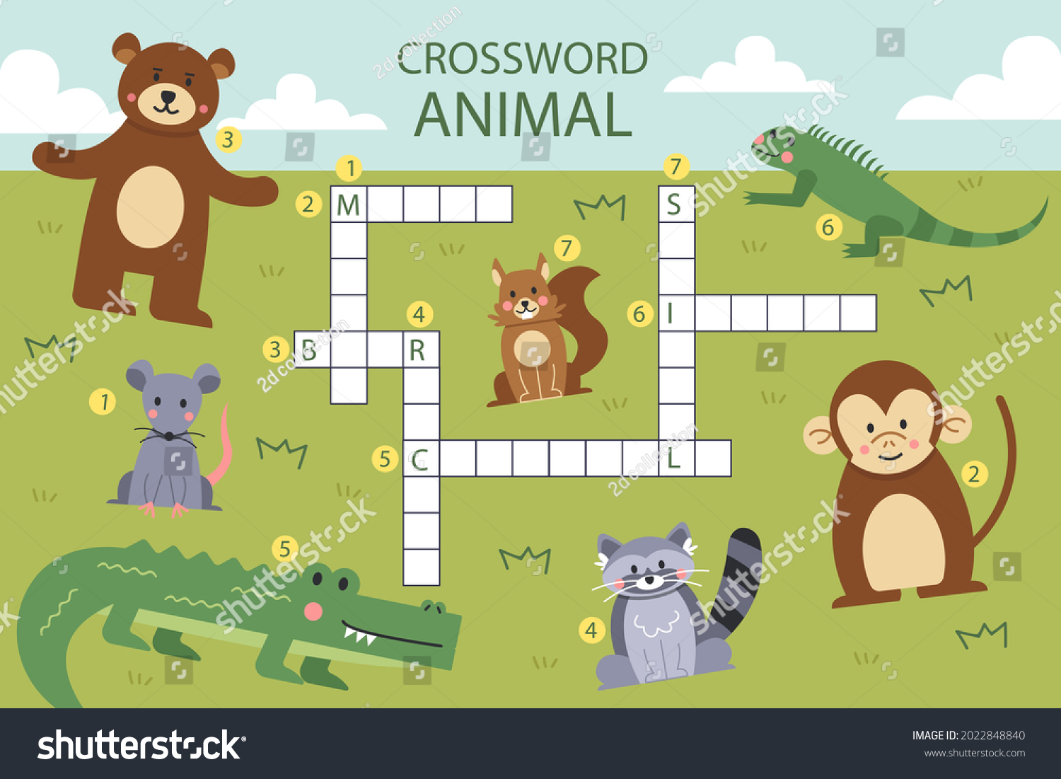 Crossword English Education Child Preschool School Stock Vector ...