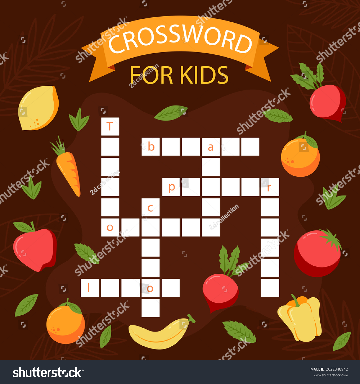 Crossword English Education Child Preschool School Stock Vector ...