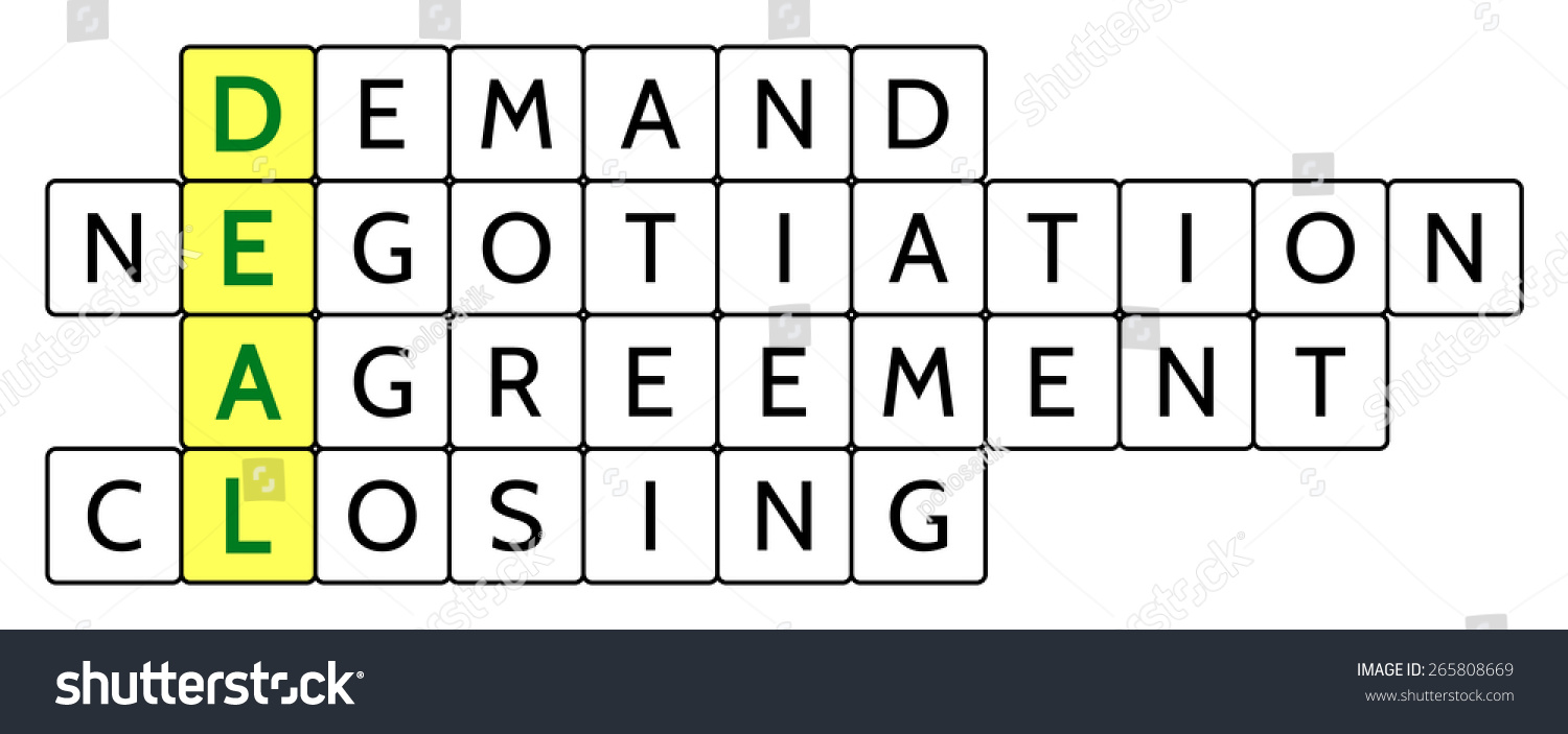 Crossword Puzzle Word Deal Highlighted Related เวกเตอร์สต็อก (ปลอดค่า