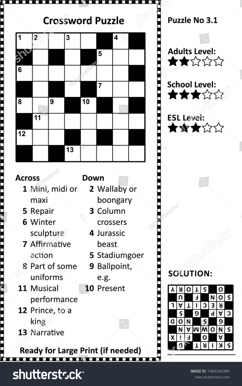 Crossword Puzzle Grid Clues Solution ...
