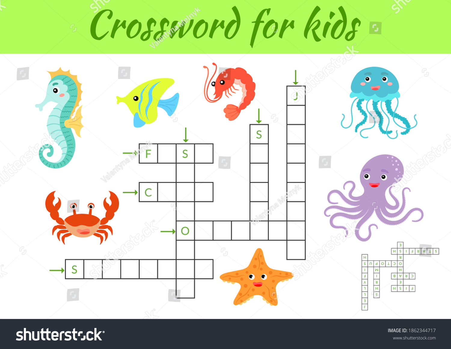 Crosswords Game Animals Children Pictures Kids Stock Vector (Royalty ...