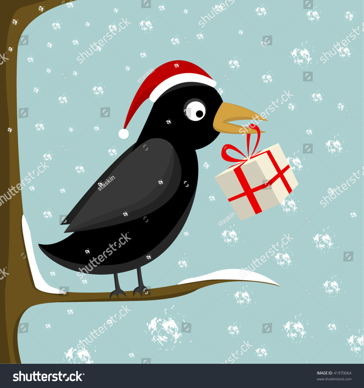 Crow With Gifts Christmas Vector Illustration. - 41970064 : Shutterstock