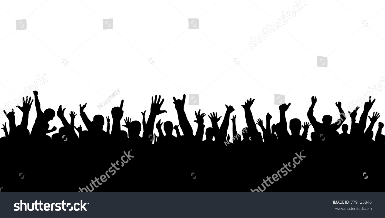 Crowd Applause Concert Isolated Silhouette Cheering Stock Vector ...