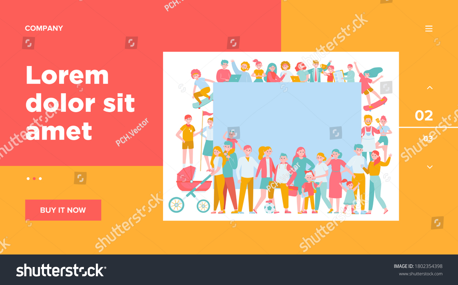 Crowd Happy People Blank Placard Flat Stock Vector (Royalty Free ...