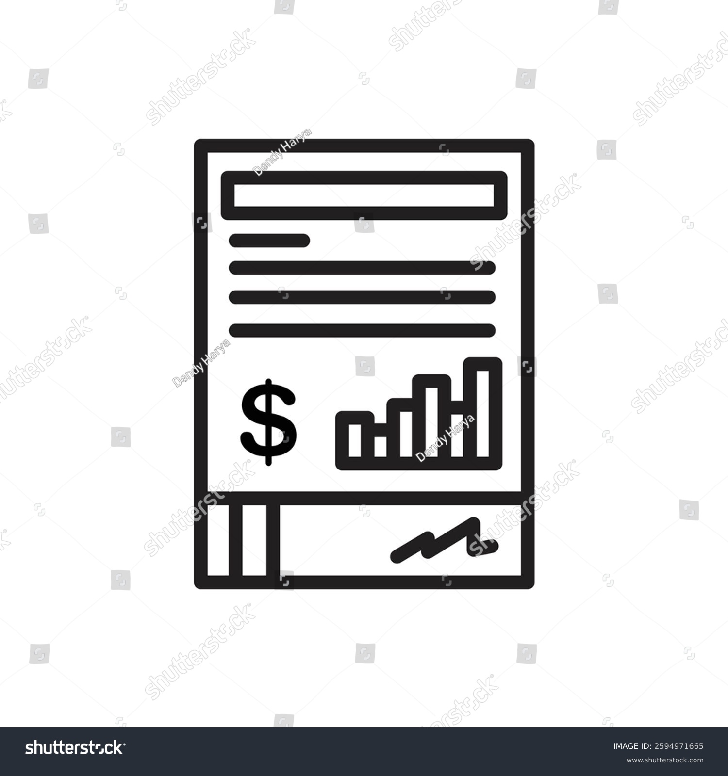 black financial document with dollar sign clip art preview