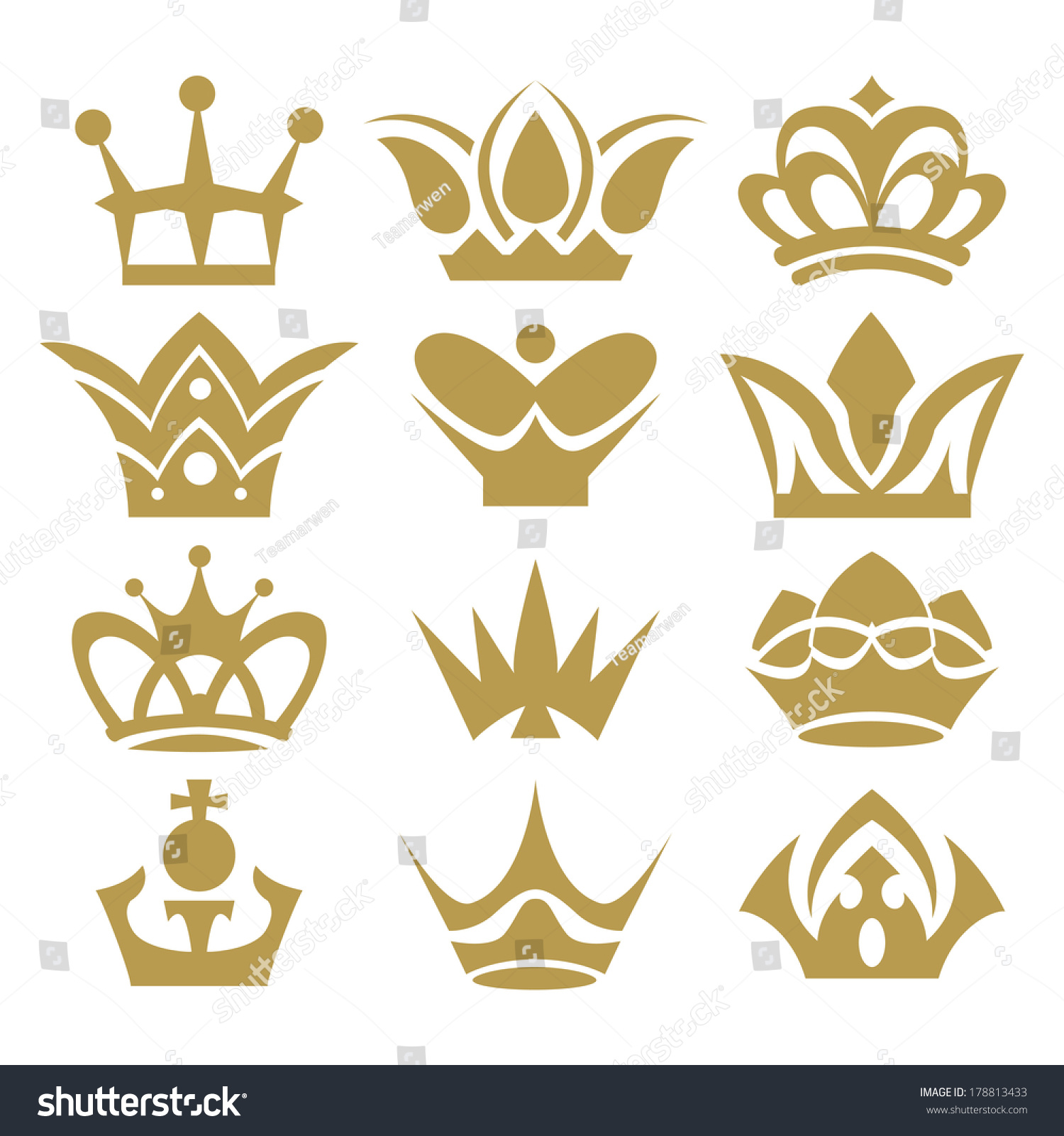 Crown Collection Crown Set Silhouette Crown Stock Vector (Royalty Free ...