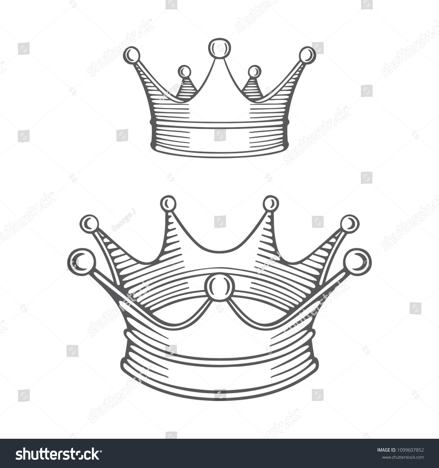 Crown Hand Drawn Crown Illustrations Set Stock Vector (Royalty Free ...