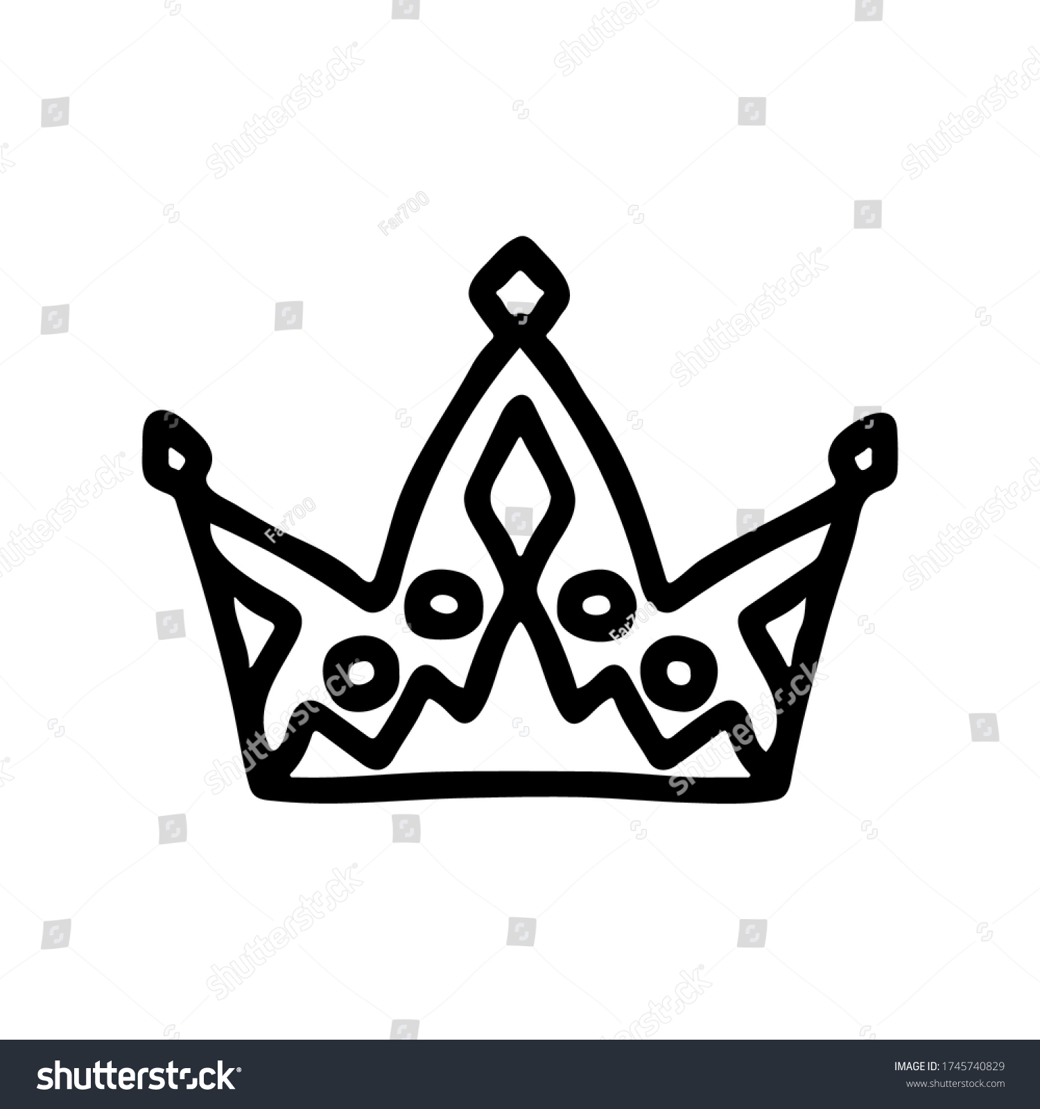 Crown Icon Black Contour Silhouette Front Stock Vector (Royalty Free ...