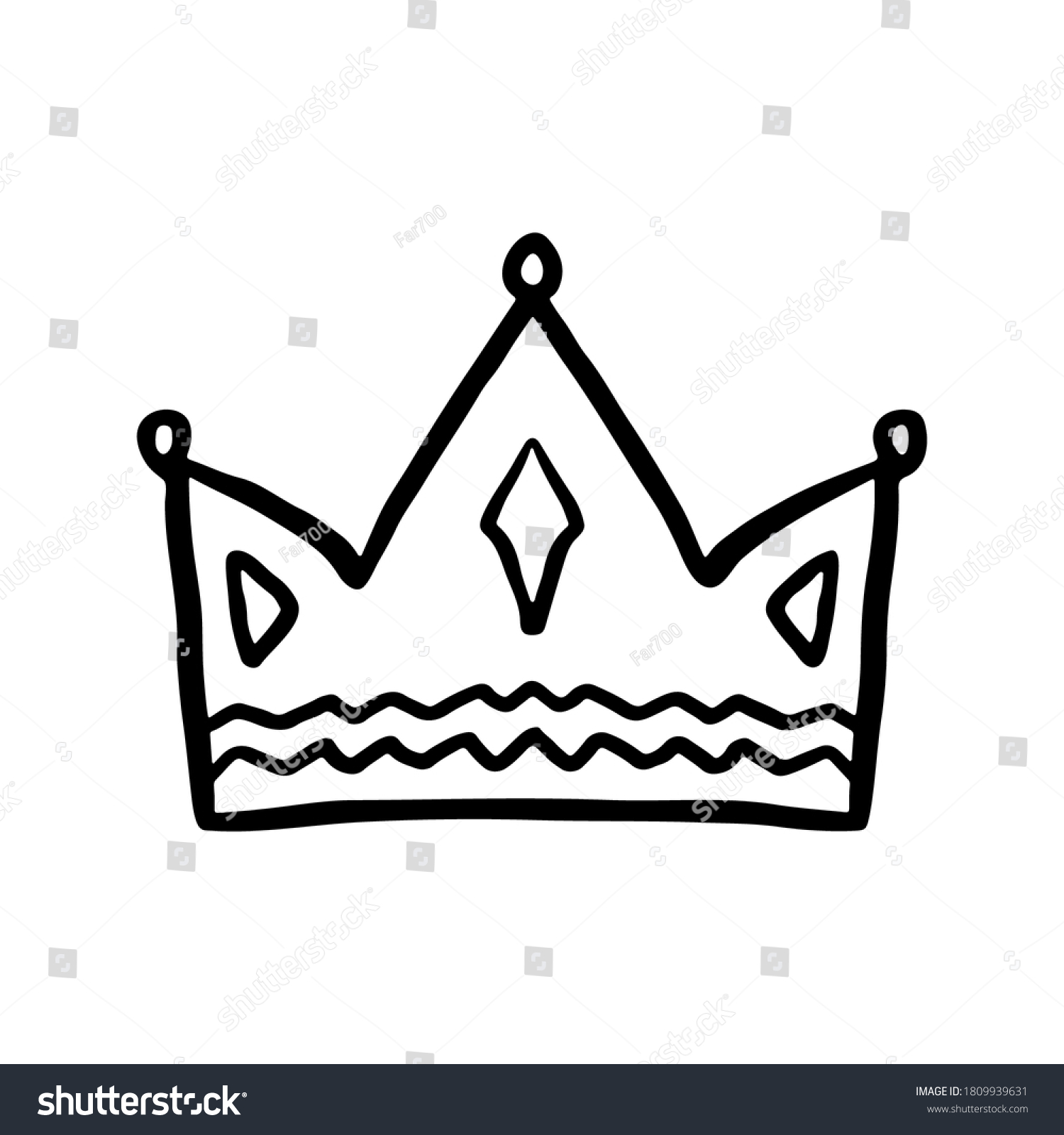 Crown Icon Black Outline Sketch Drawing Stock Vector (Royalty Free ...