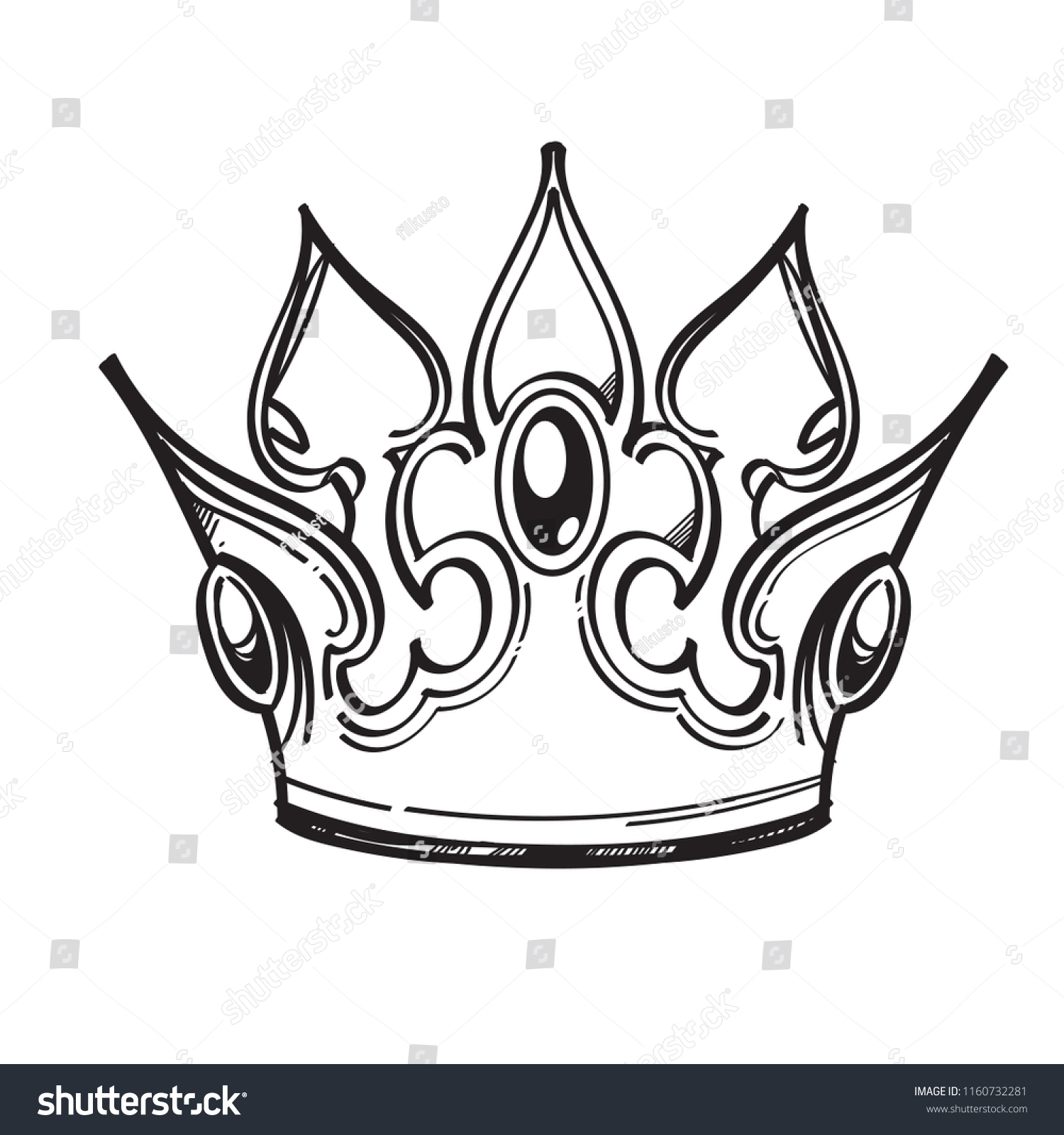 Crown Illustration Coloring Template Tattoo Stock Vector (Royalty Free ...