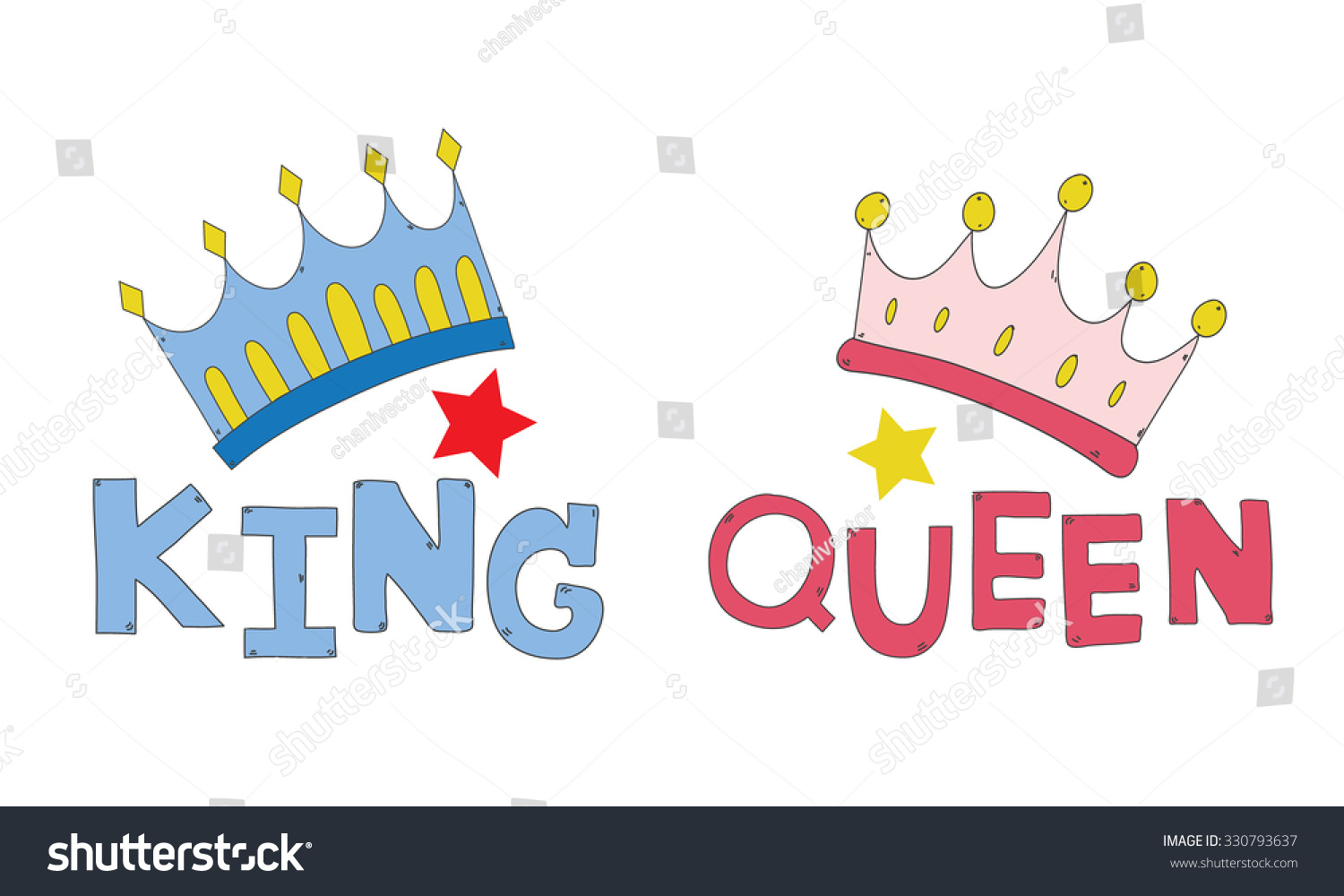 Crown King Queen Word King Queen Stock Vector Royalty Free 330793637