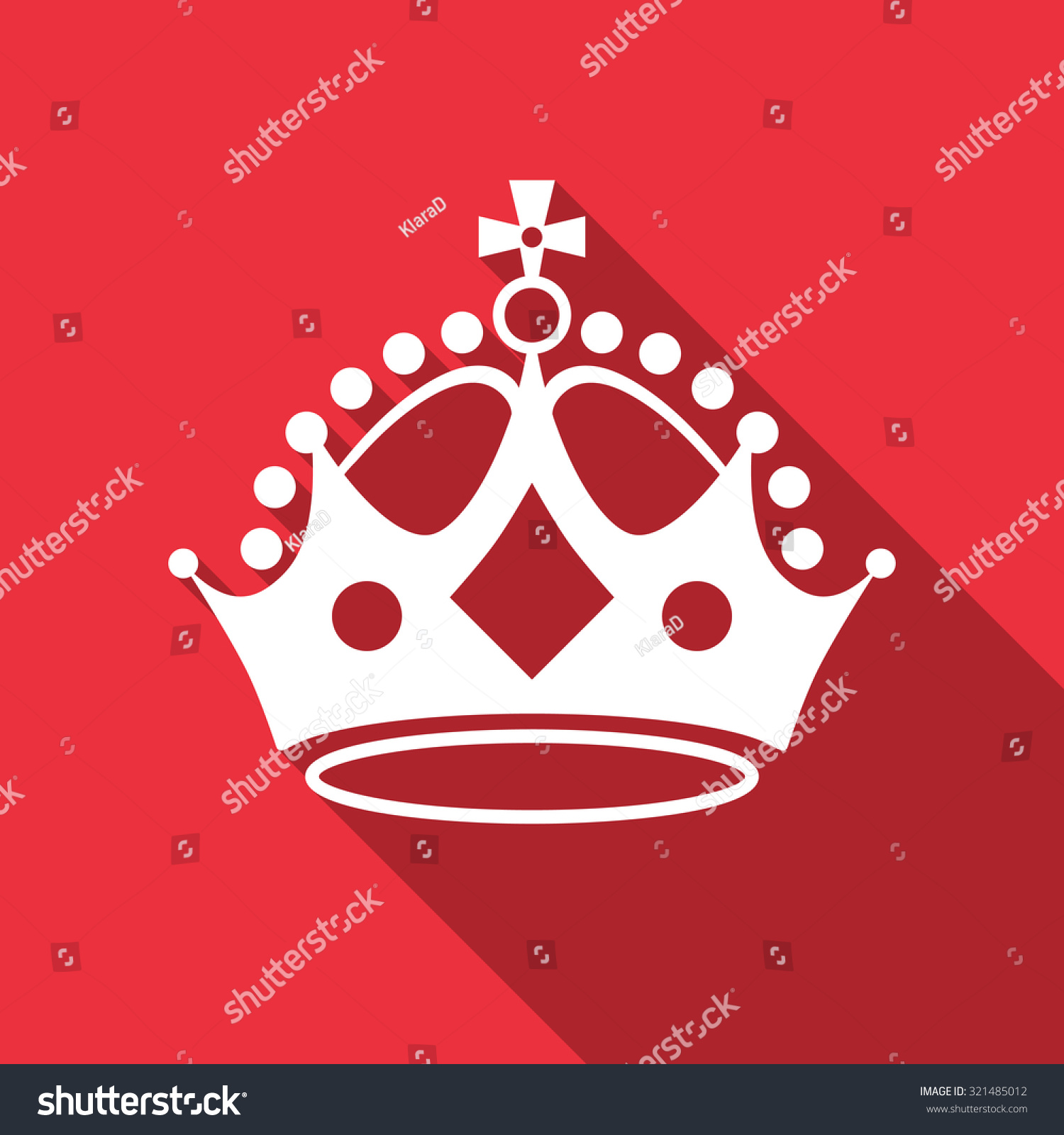 Crown On Red Background. Keep Calm Crown. Flat Style Design, Vector ...