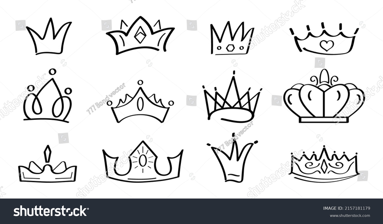 Crowns Vector Set Doodle Style King Stock Vector (royalty Free 