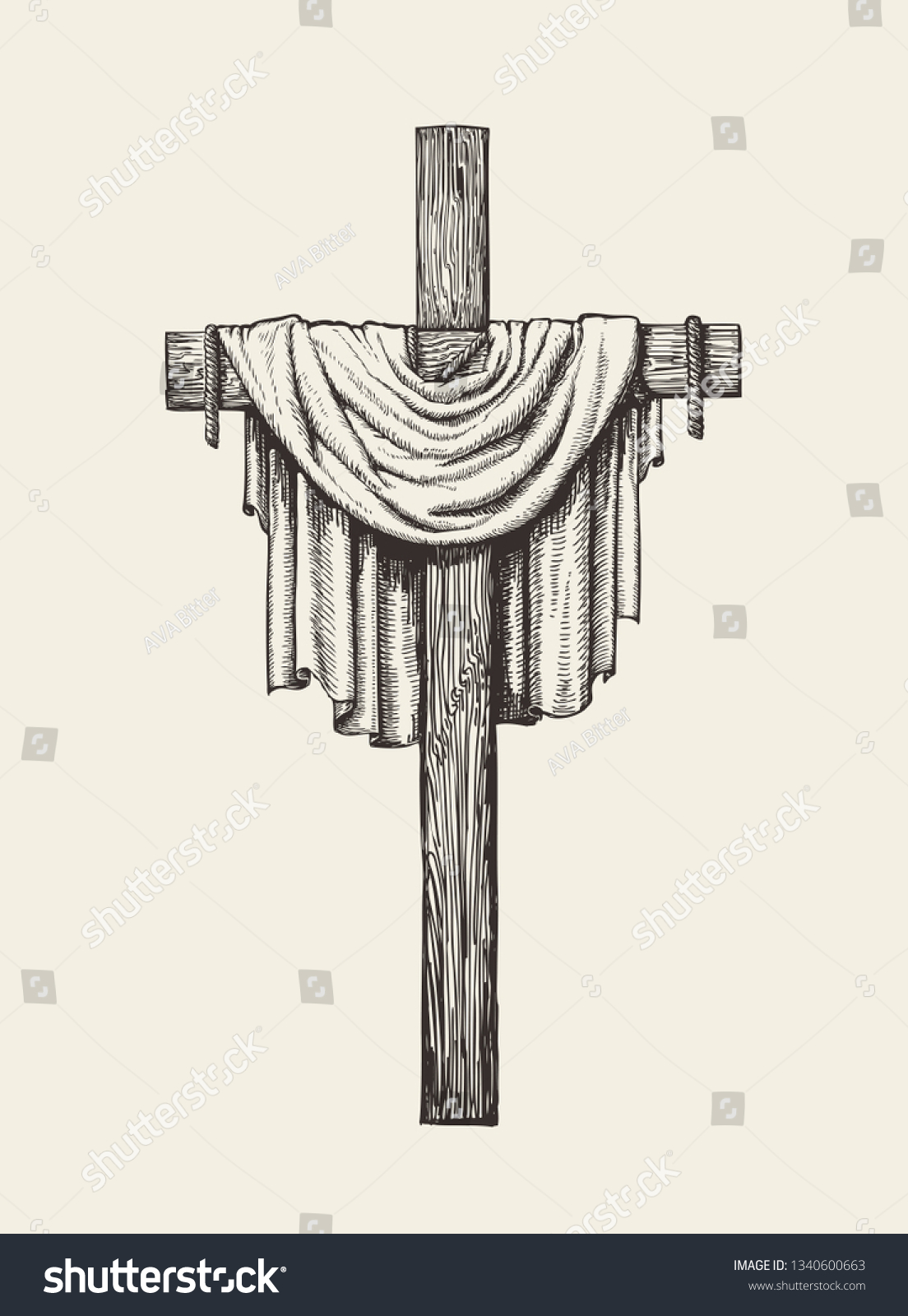 Crucifix Cross Shroud Hand Drawn Religious Stock Vector (Royalty Free ...