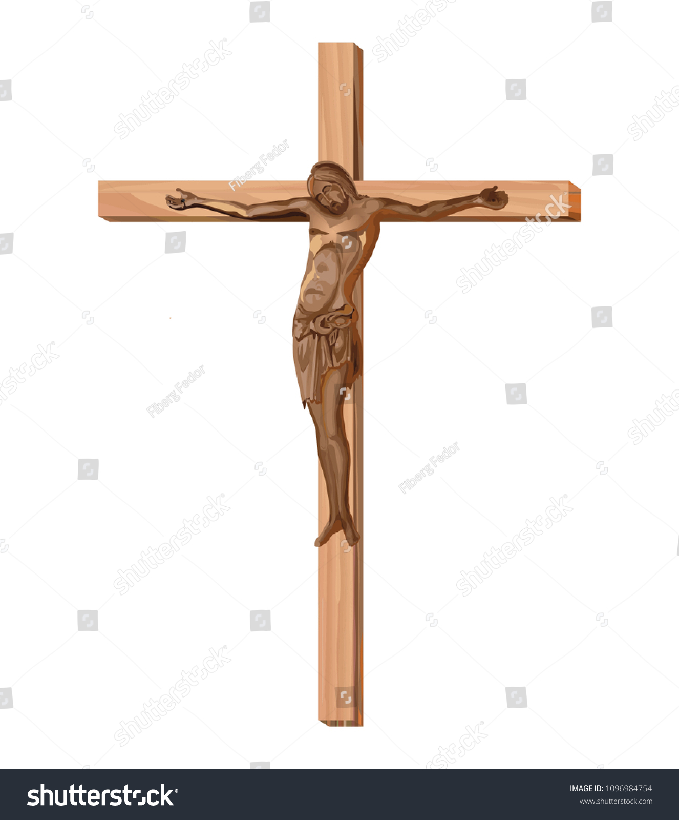 Crucifix Jesus Wooden Cross Religion Vector Stock Vector Royalty Free Shutterstock