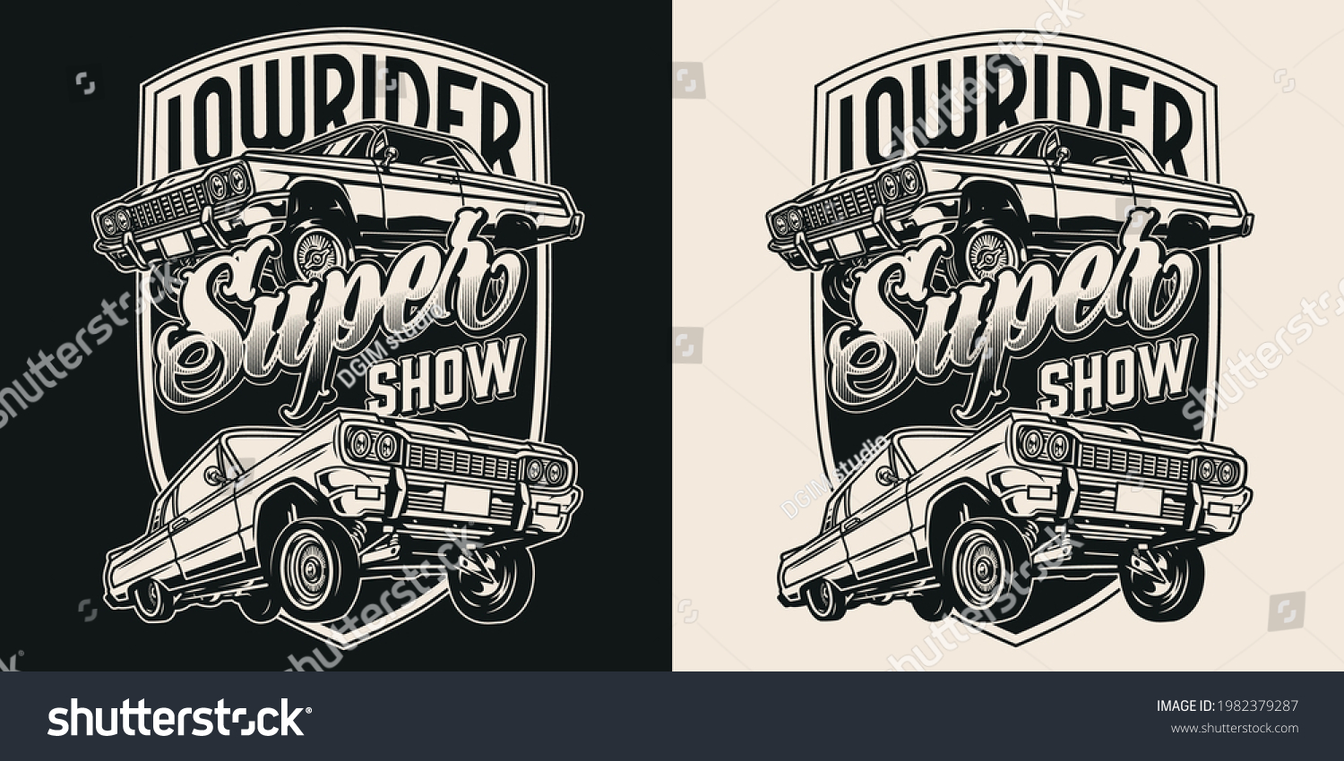 SVG of Cruising super show vintage monochrome logo with american lowrider cars isolated vector illustration svg