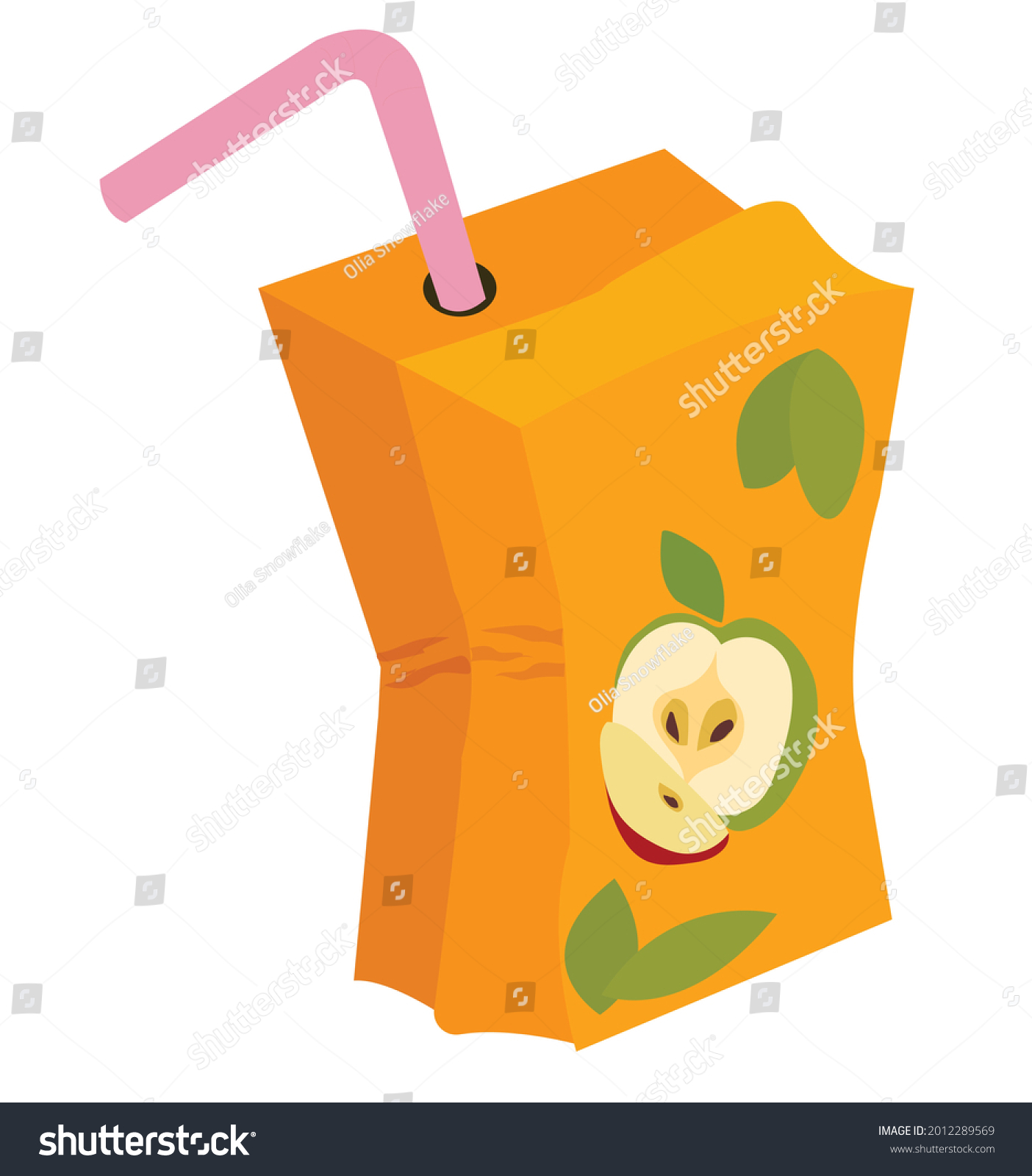 SVG of Crumpled paper juice box with a straw. Vector stock illustration in cartoon style. svg