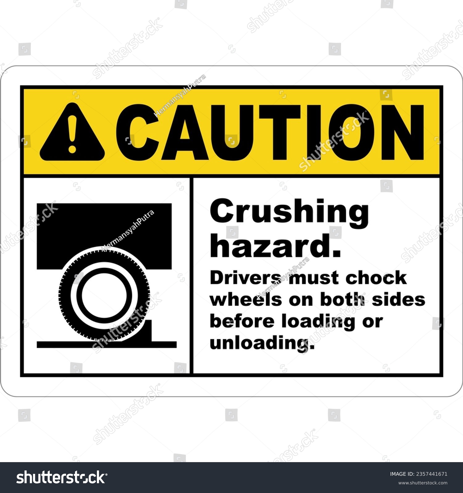 SVG of Crushing Hazard Chock Wheels Sign svg