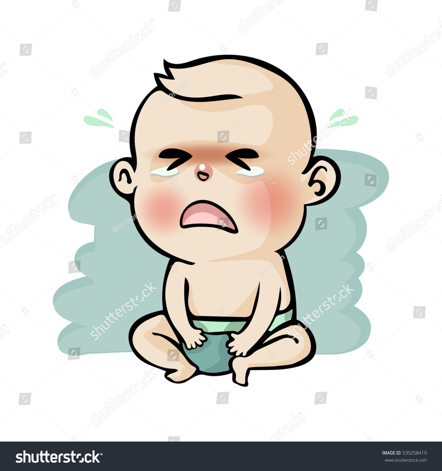 Crying Baby Boy Cute Cartoon Vector Stock Vector (Royalty Free ...