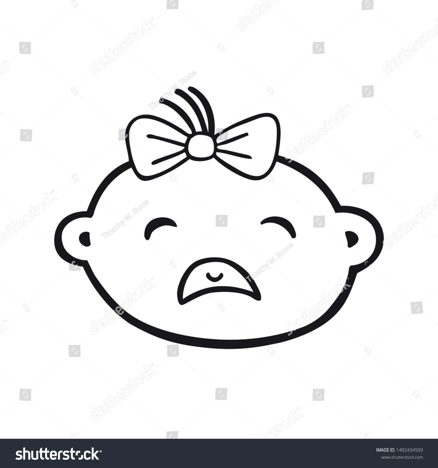 Crying Baby Girl Infant Tears Vector Stock Vector (Royalty Free) 1492434509